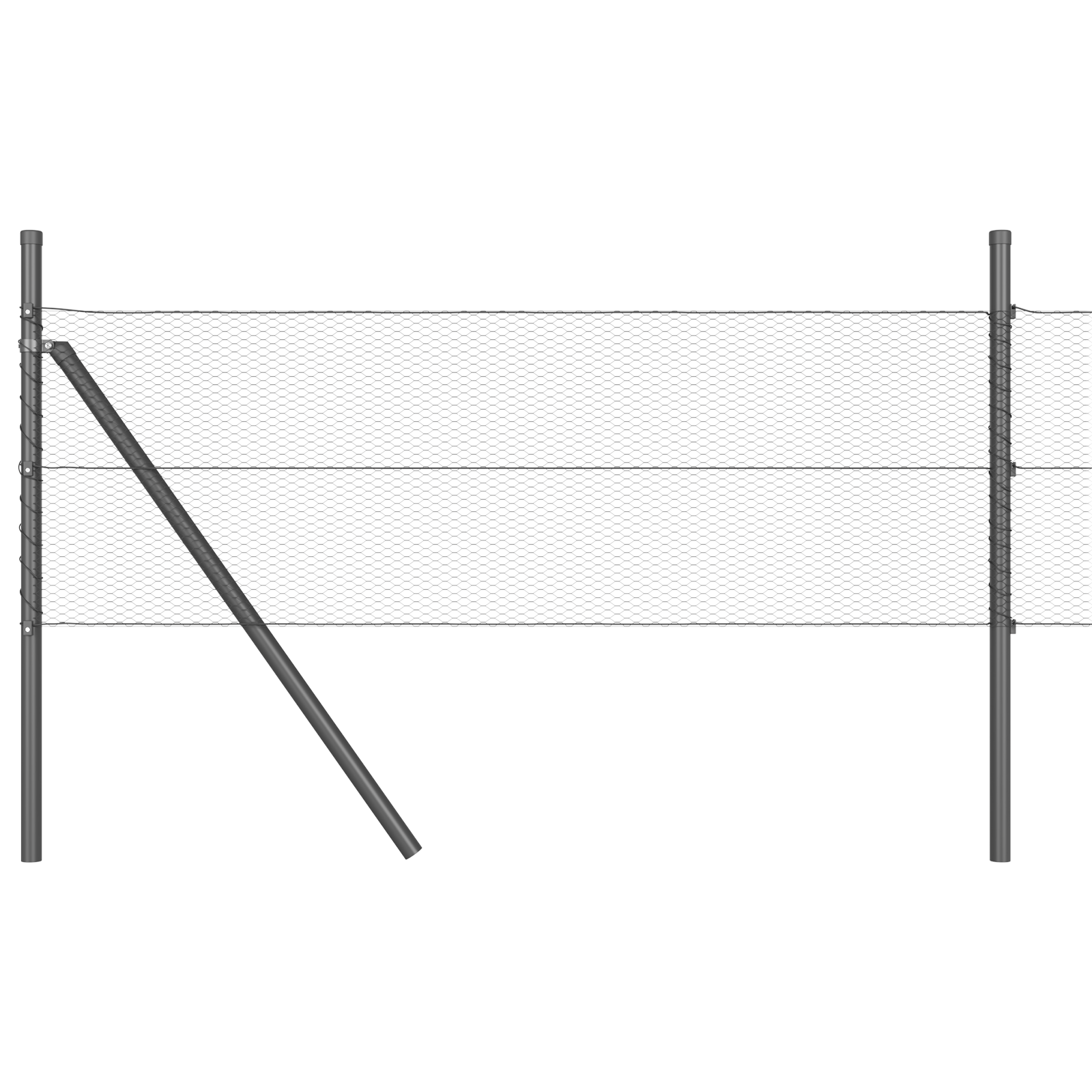 Împrejmuire hexagonală Gri 0,6x25 m Oțel, Stâlpi de împrejmuire 13 buc Gri Ø32 mm 100 cm Oțel zincat GartenMobel Dekor