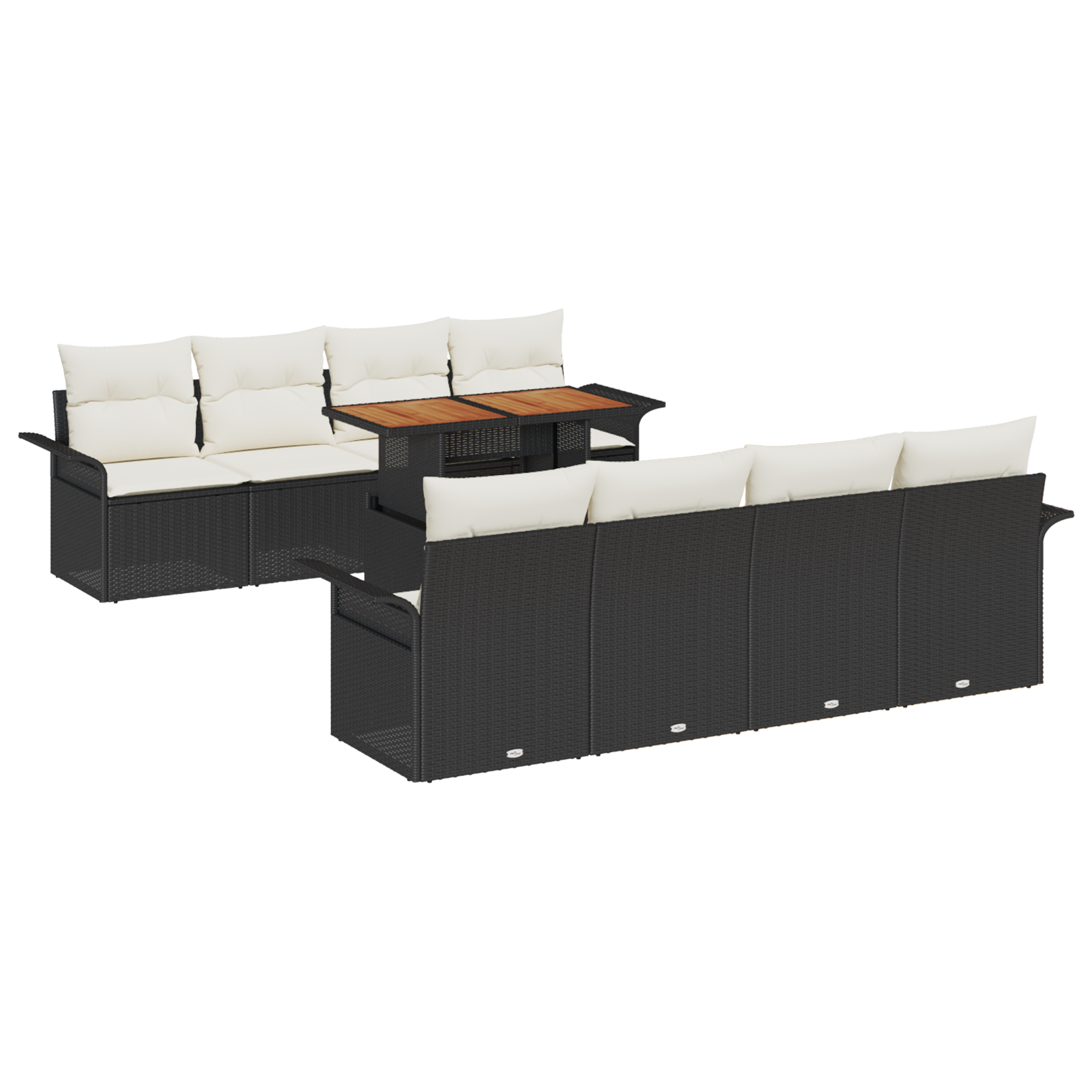 Set de Sofa de Grădină cu 9 piese și Perne Negru Ratan Poli GartenMobel Dekor