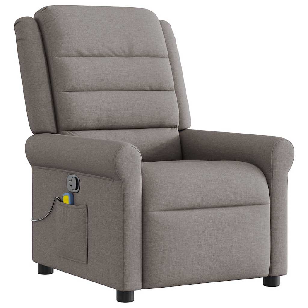 Fotoliu de masaj rabatabil, gri taupe, material textil GartenMobel Dekor