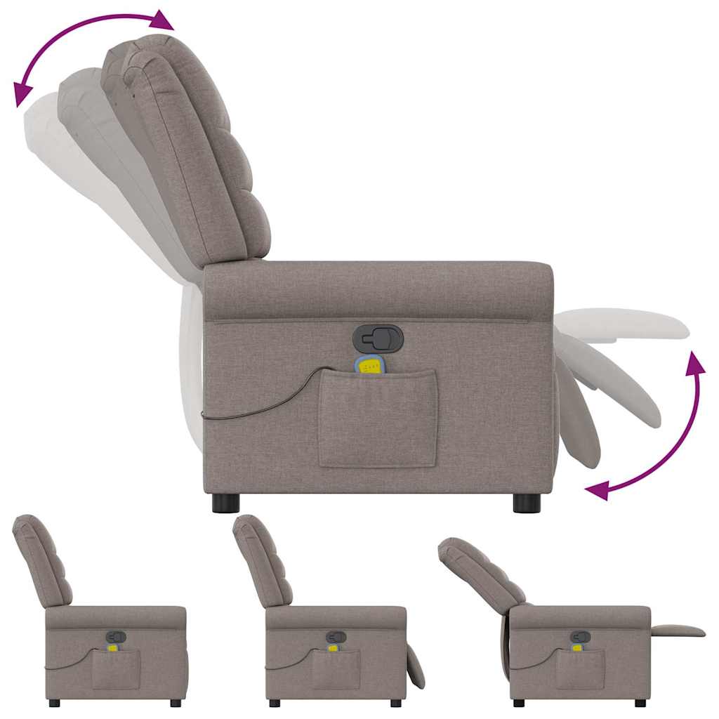 Fotoliu de masaj rabatabil, gri taupe, material textil GartenMobel Dekor