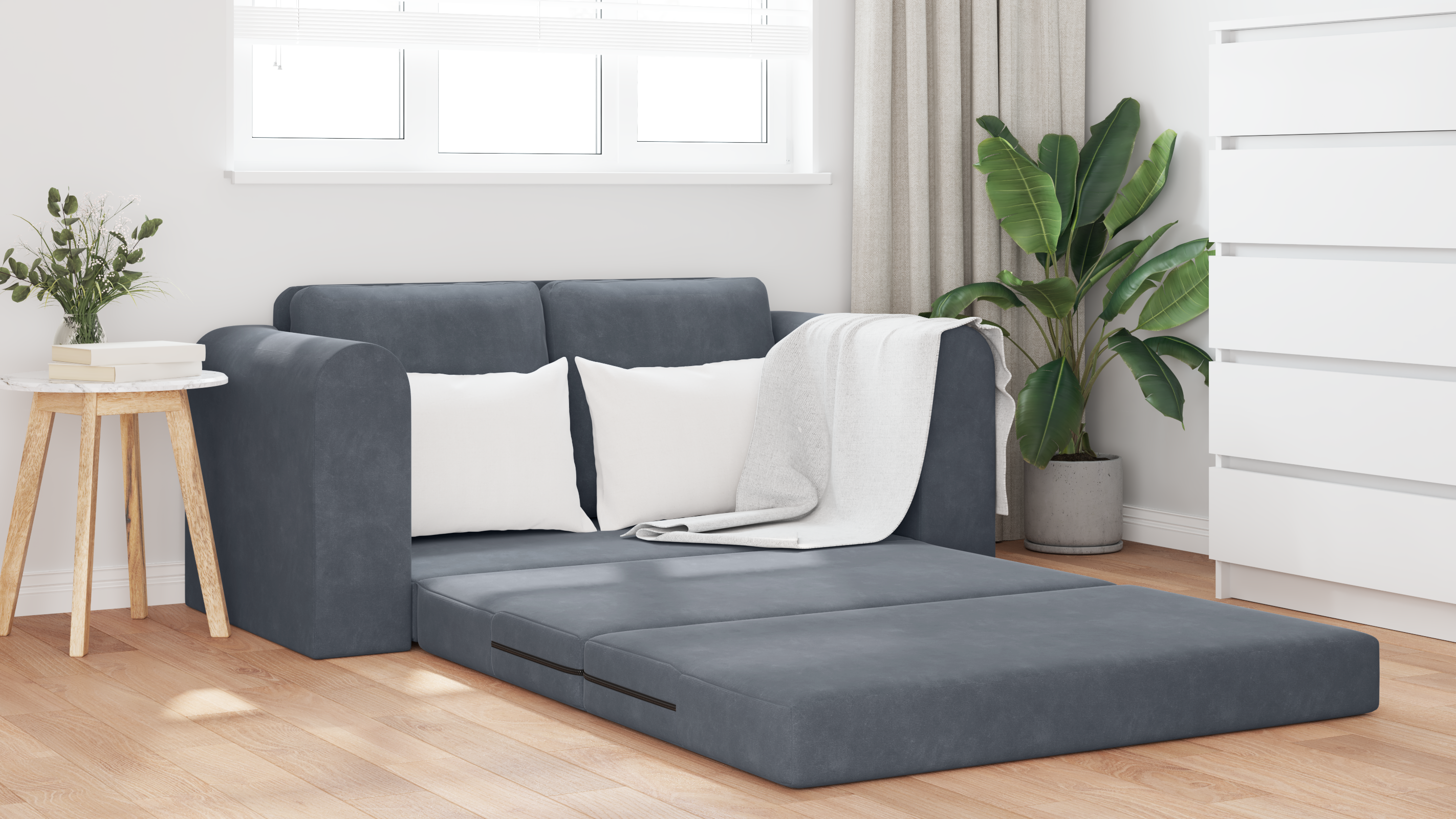 Canapea Pat 2 în 1 Gri Întunecat 148x71x83 cm Velvet GartenMobel Dekor