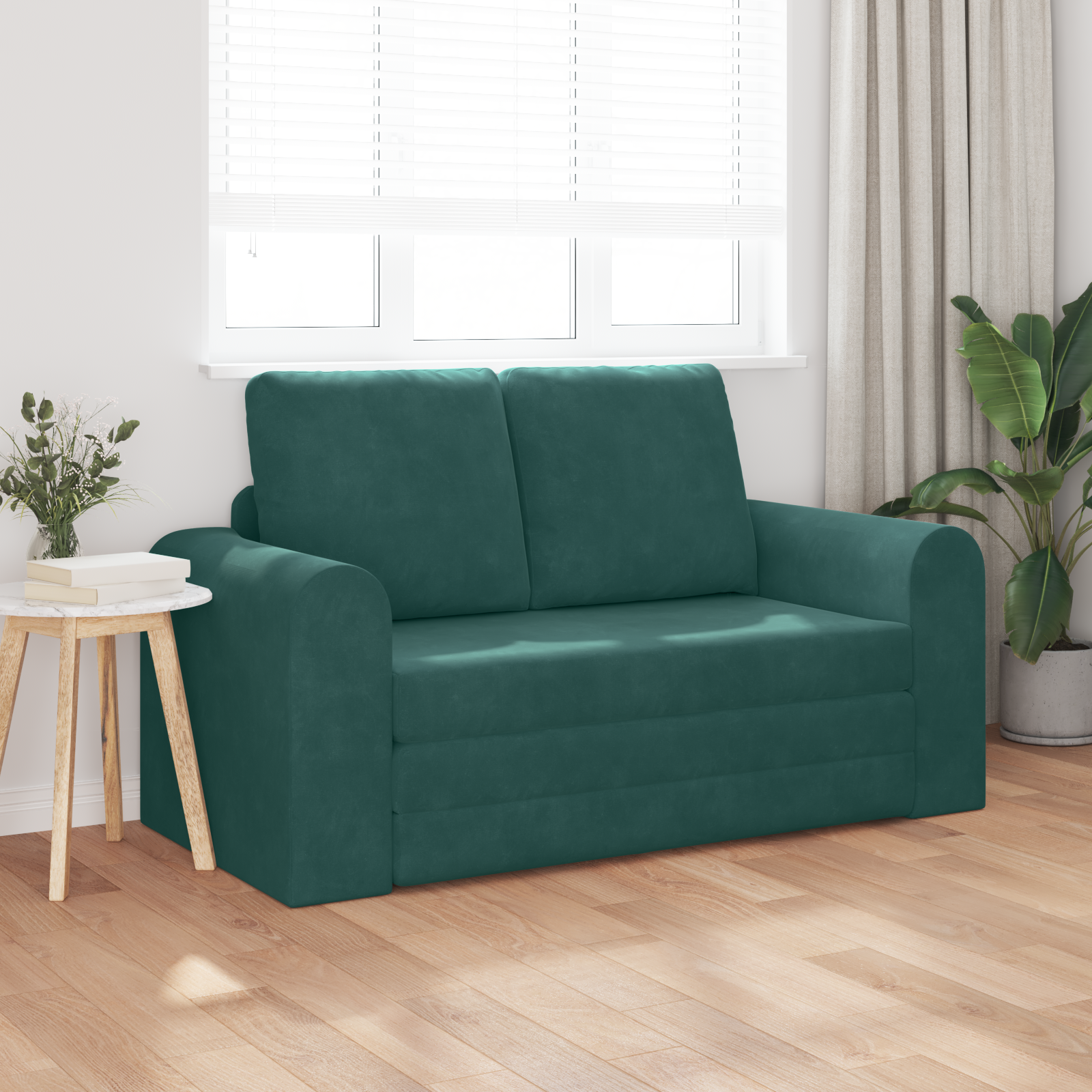 Canapea Pat 2 în 1 Verde Întunecat 148x71x83 cm Catifea GartenMobel Dekor