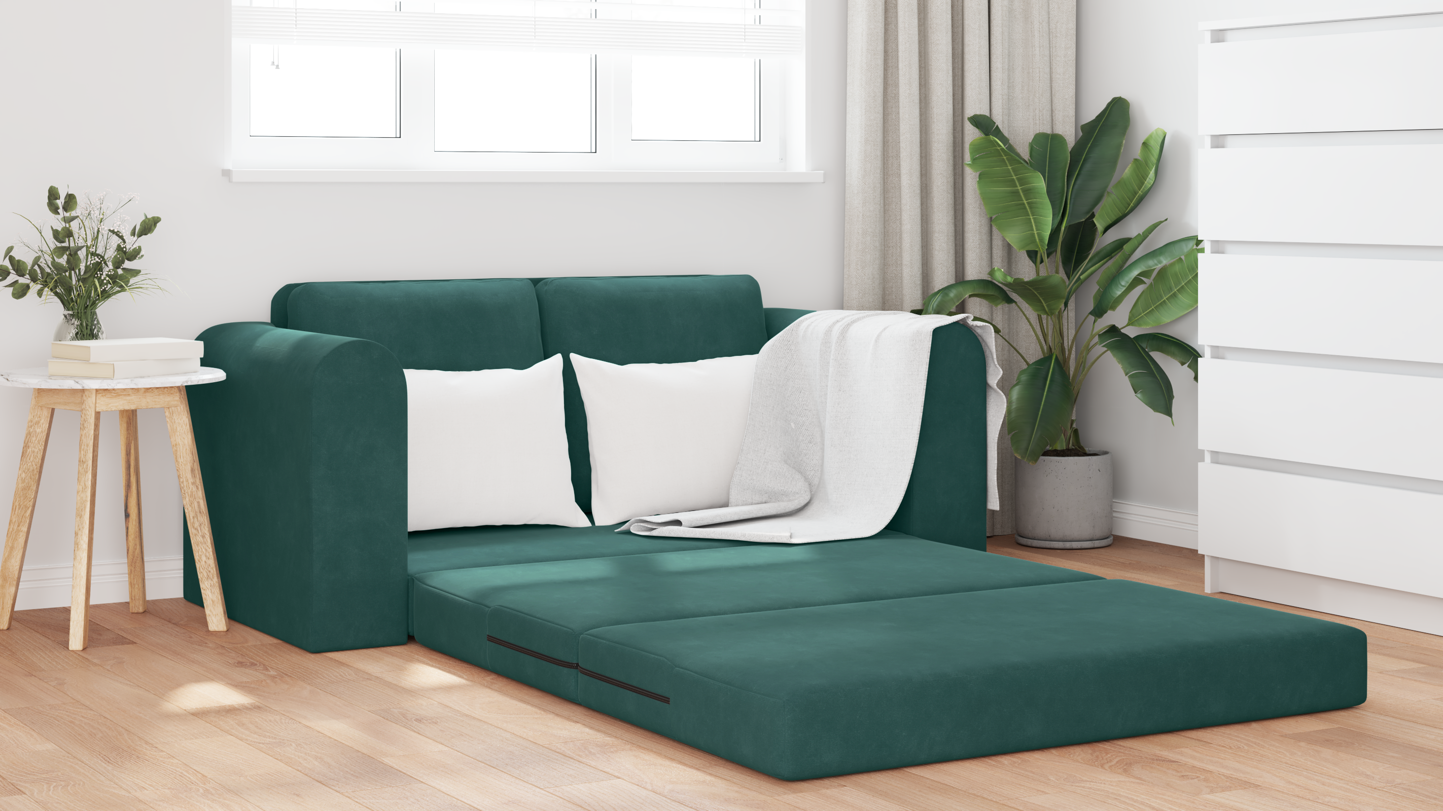 Canapea Pat 2 în 1 Verde Întunecat 148x71x83 cm Catifea GartenMobel Dekor
