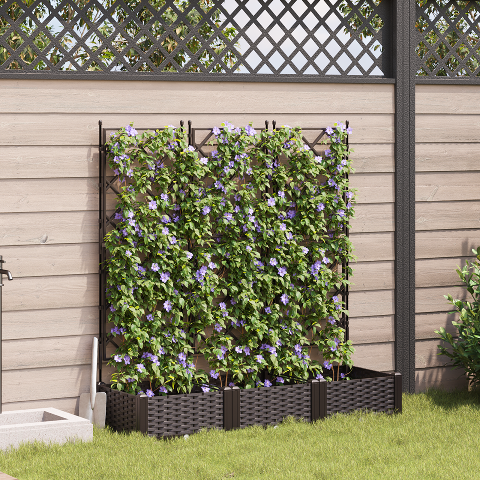 Ghiveci de Grădină cu Grătar 3 piese Maro 120x40x125.5 cm GartenMobel Dekor