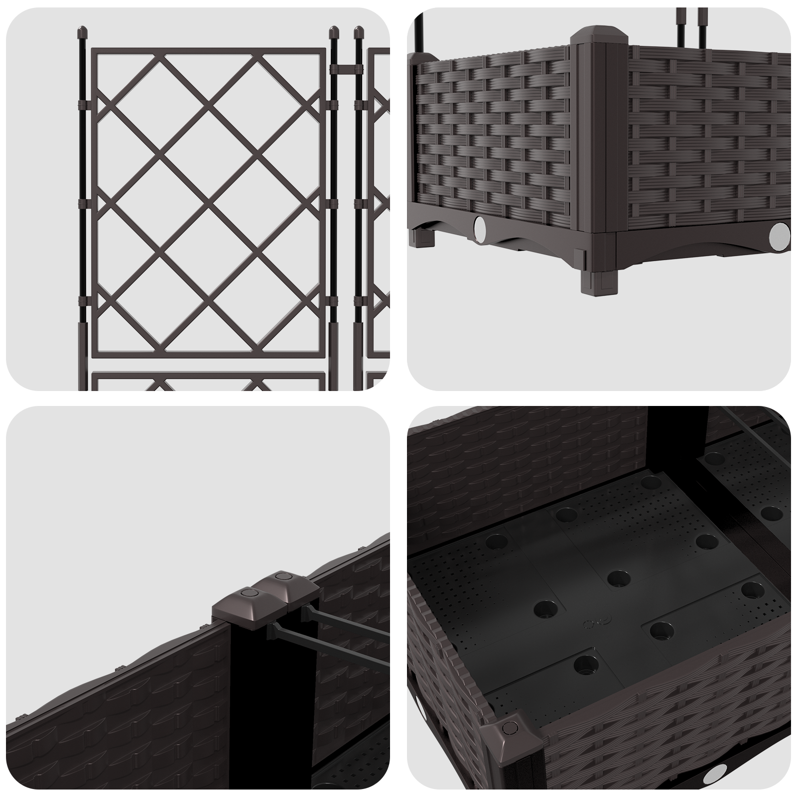 Ghiveci de Grădină cu Grătar 3 piese Maro 120x40x125.5 cm GartenMobel Dekor