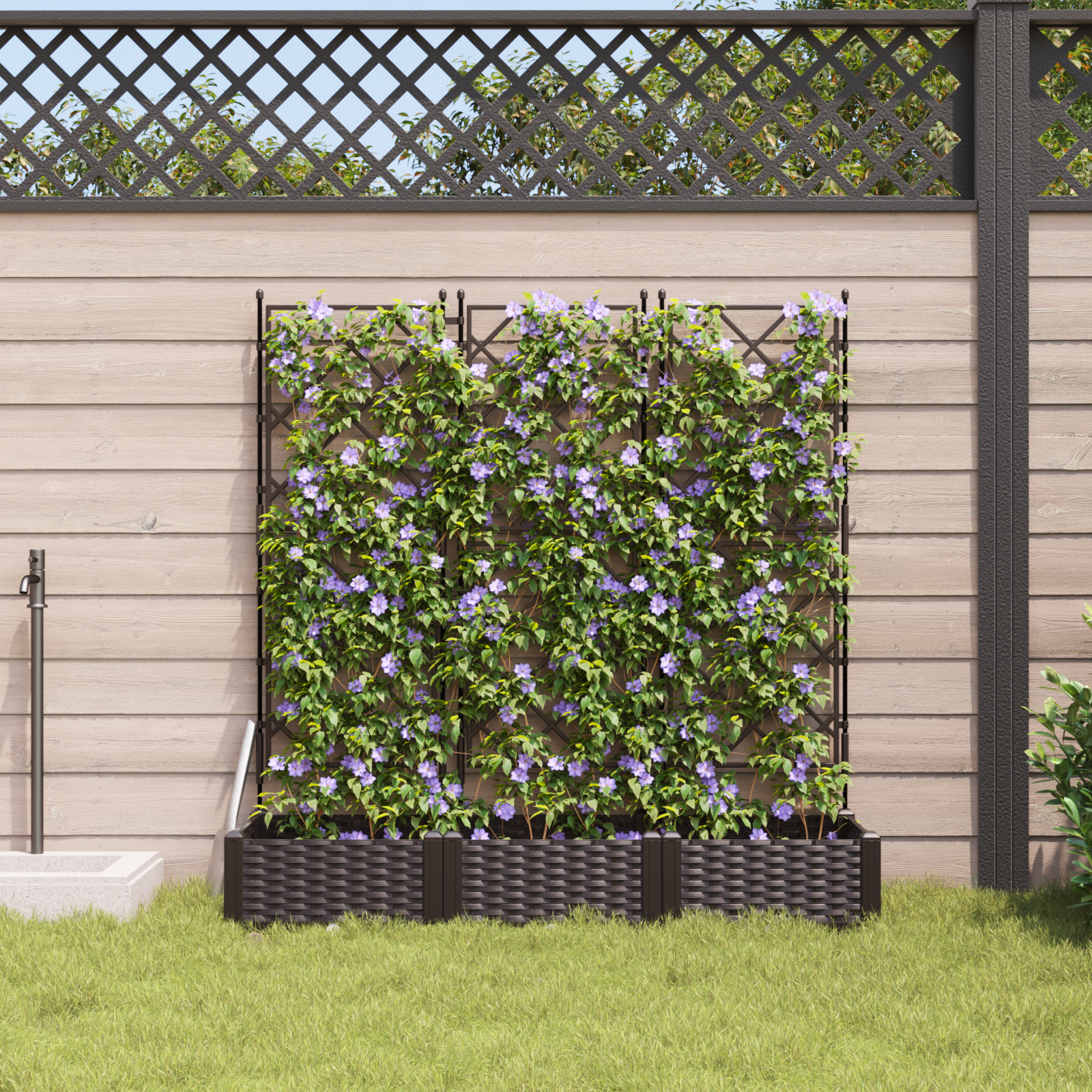 Ghiveci de Grădină cu Grătar 3 piese Maro 120x40x125.5 cm GartenMobel Dekor