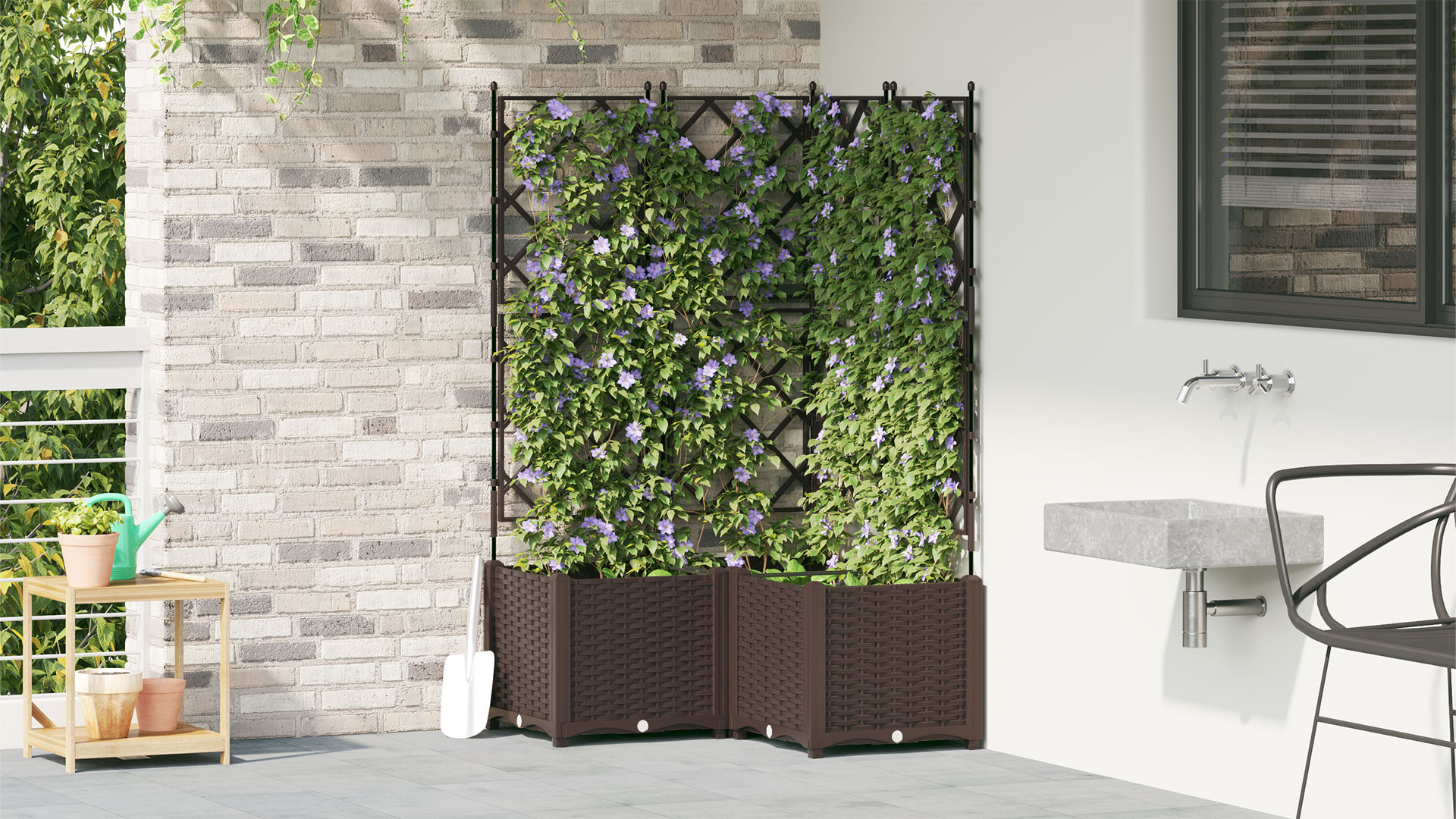 Ghiveci de Grădină cu Jardiniere 3 pcs Maro 80x80x143 cm GartenMobel Dekor