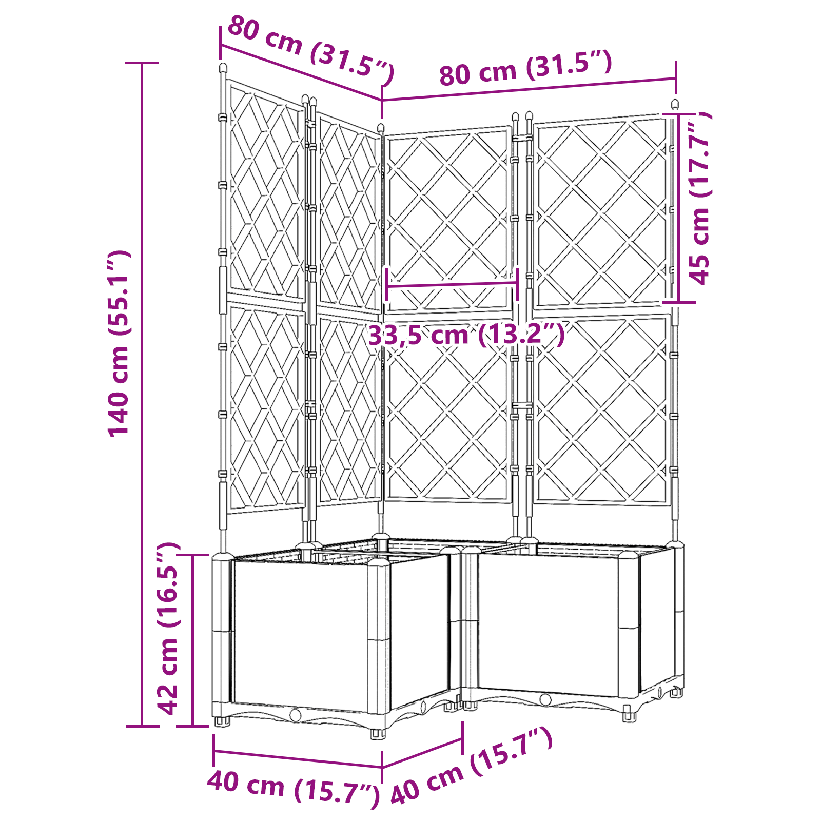 Ghiveci de Grădină cu Jardiniere 3 pcs Maro 80x80x143 cm GartenMobel Dekor