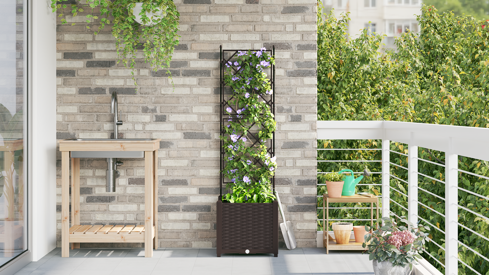 Ghiveci de Grădină cu Trellis Maro 40x40x143 cm GartenMobel Dekor