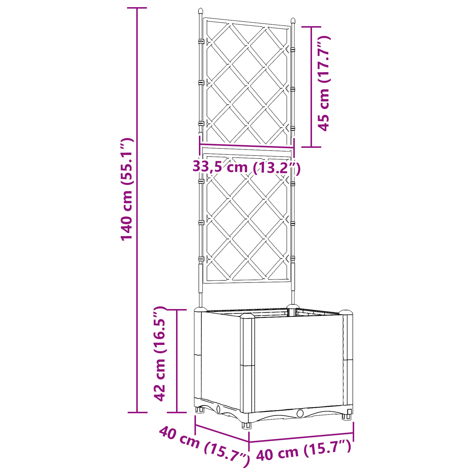 Ghiveci de Grădină cu Trellis Maro 40x40x143 cm GartenMobel Dekor
