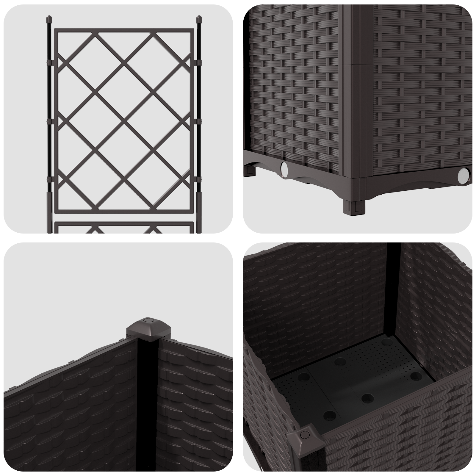 Ghiveci de Grădină cu Trellis Maro 40x40x143 cm GartenMobel Dekor