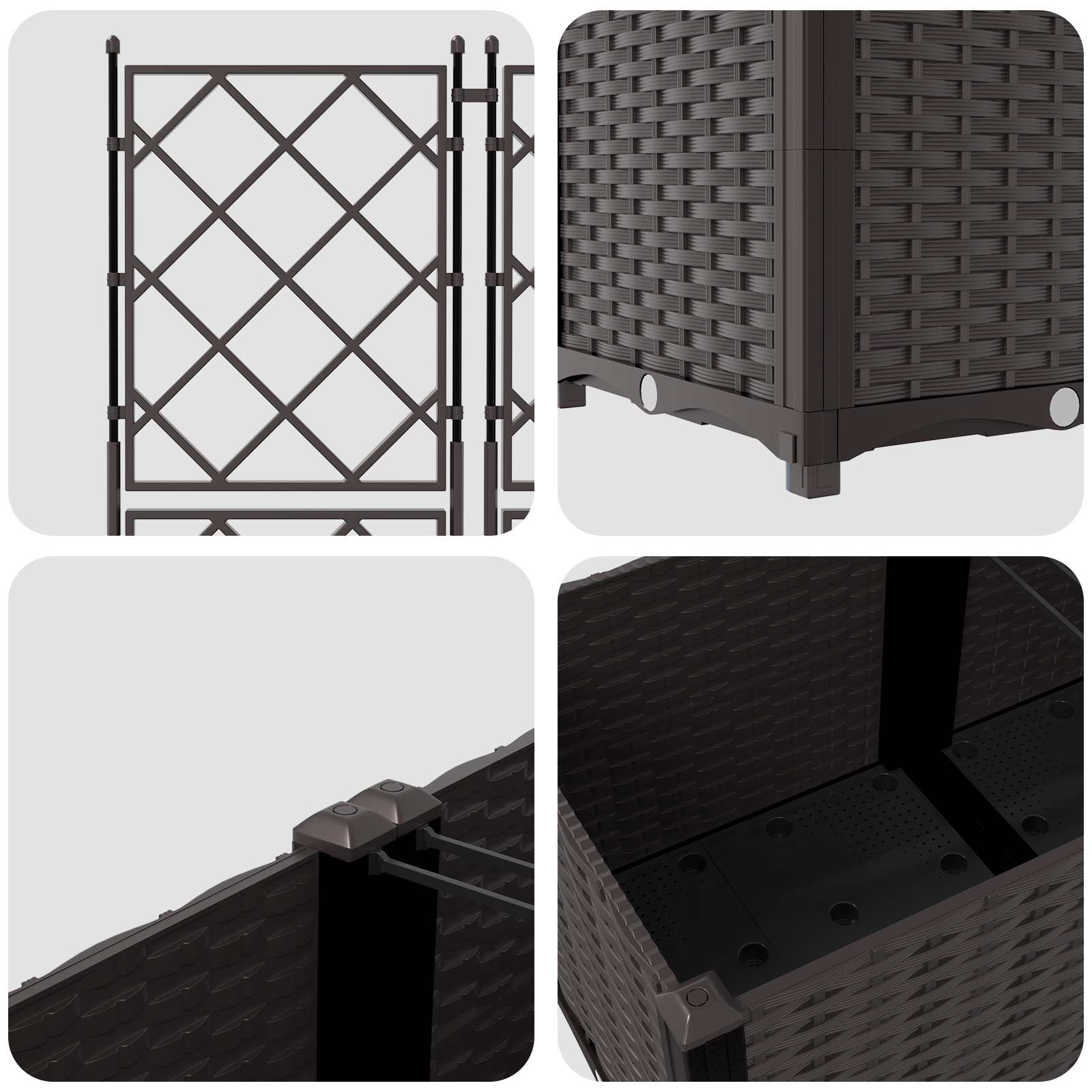 Ghiveci de Grădină cu Tutore 5 piese Maro 120x120x143 cm GartenMobel Dekor