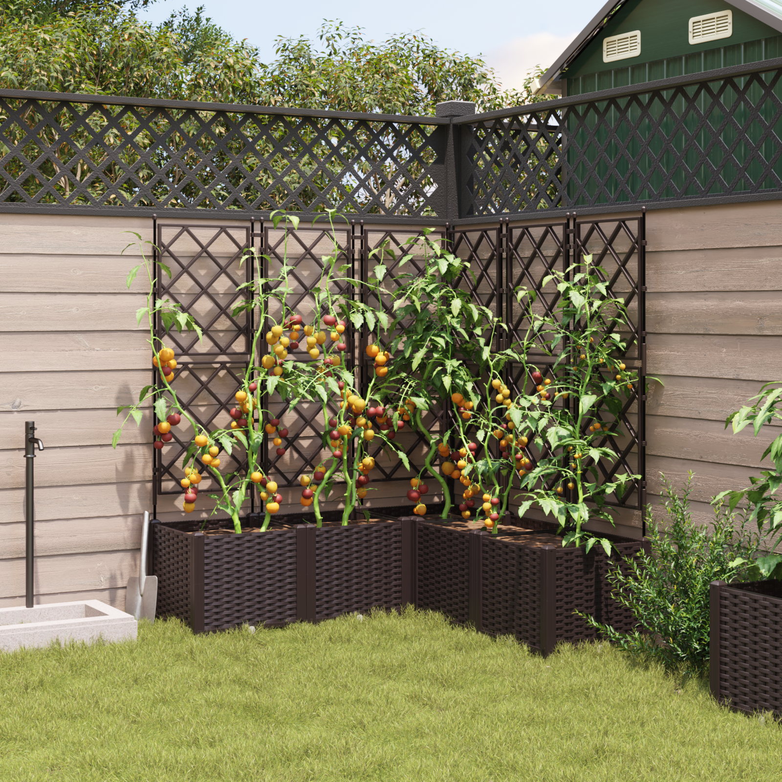 Ghiveci de Grădină cu Tutore 5 piese Maro 120x120x143 cm GartenMobel Dekor