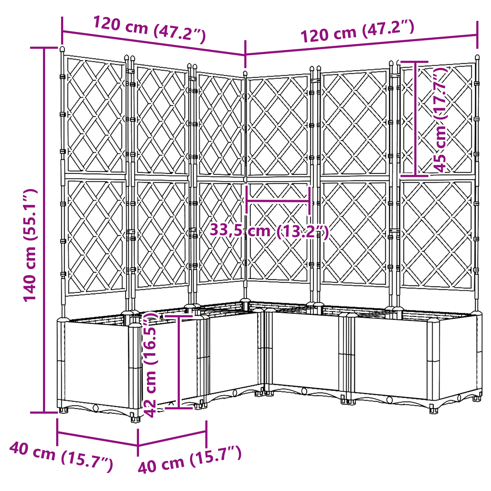 Ghiveci de Grădină cu Tutore 5 piese Maro 120x120x143 cm GartenMobel Dekor