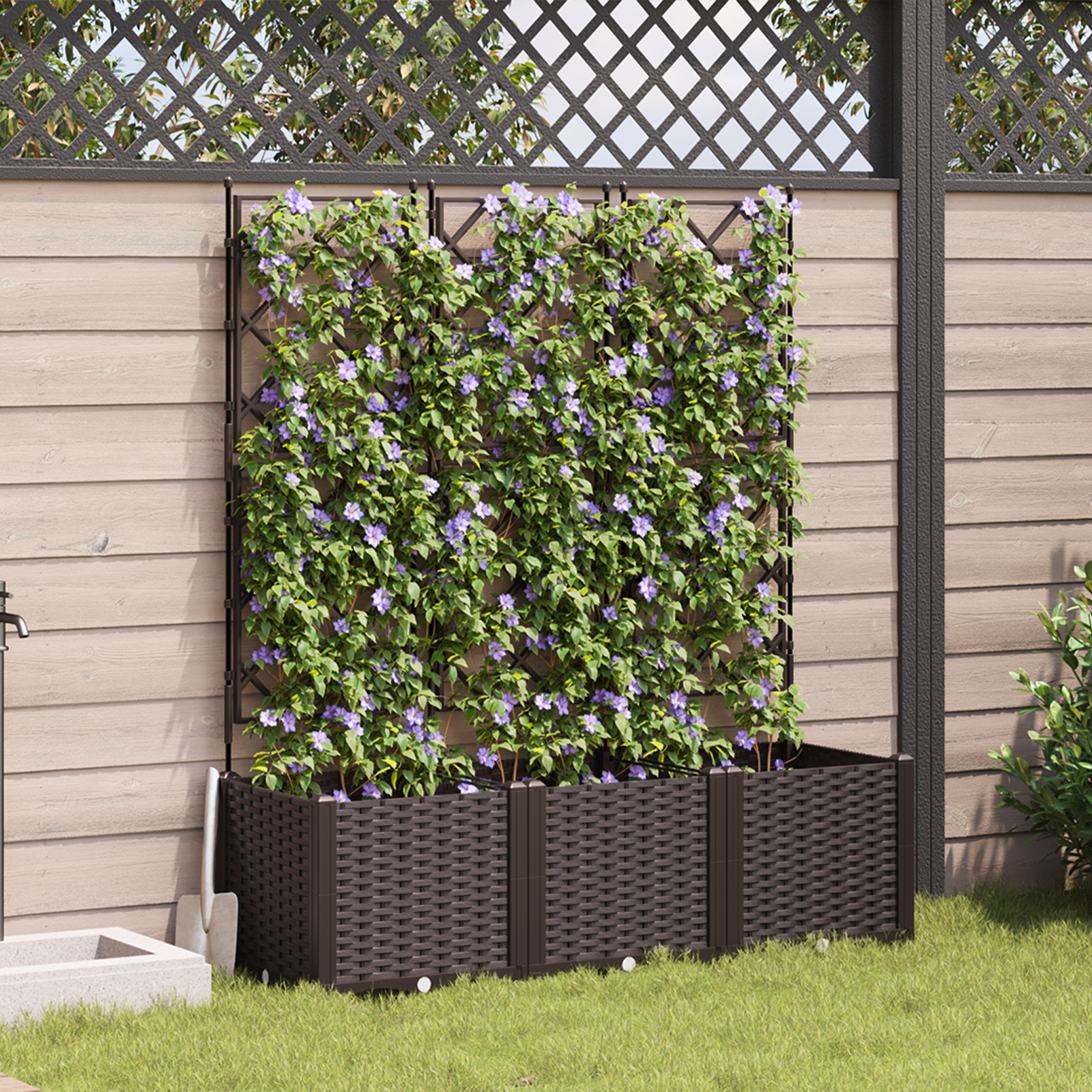 Ghiveci de grădină cu grătar 3 pcs maro 120x40x143 cm GartenMobel Dekor