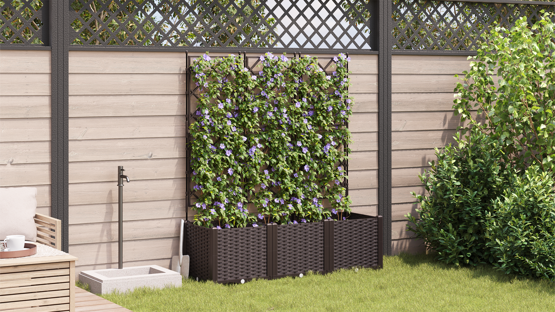 Ghiveci de grădină cu grătar 3 pcs maro 120x40x143 cm GartenMobel Dekor