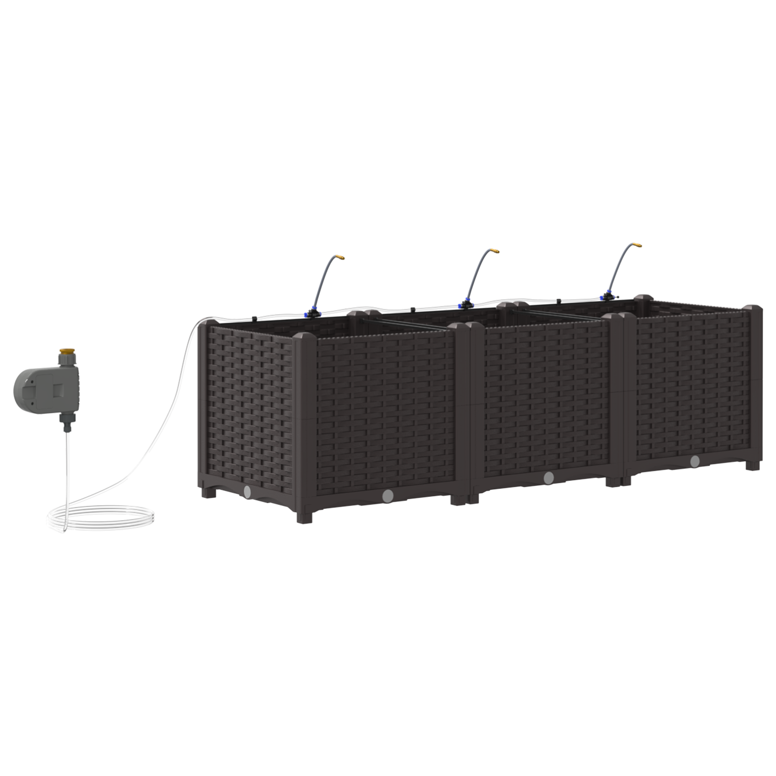 Jardiniere cu Sistem de Irigare pentru Apă 3 buc Brown GartenMobel Dekor