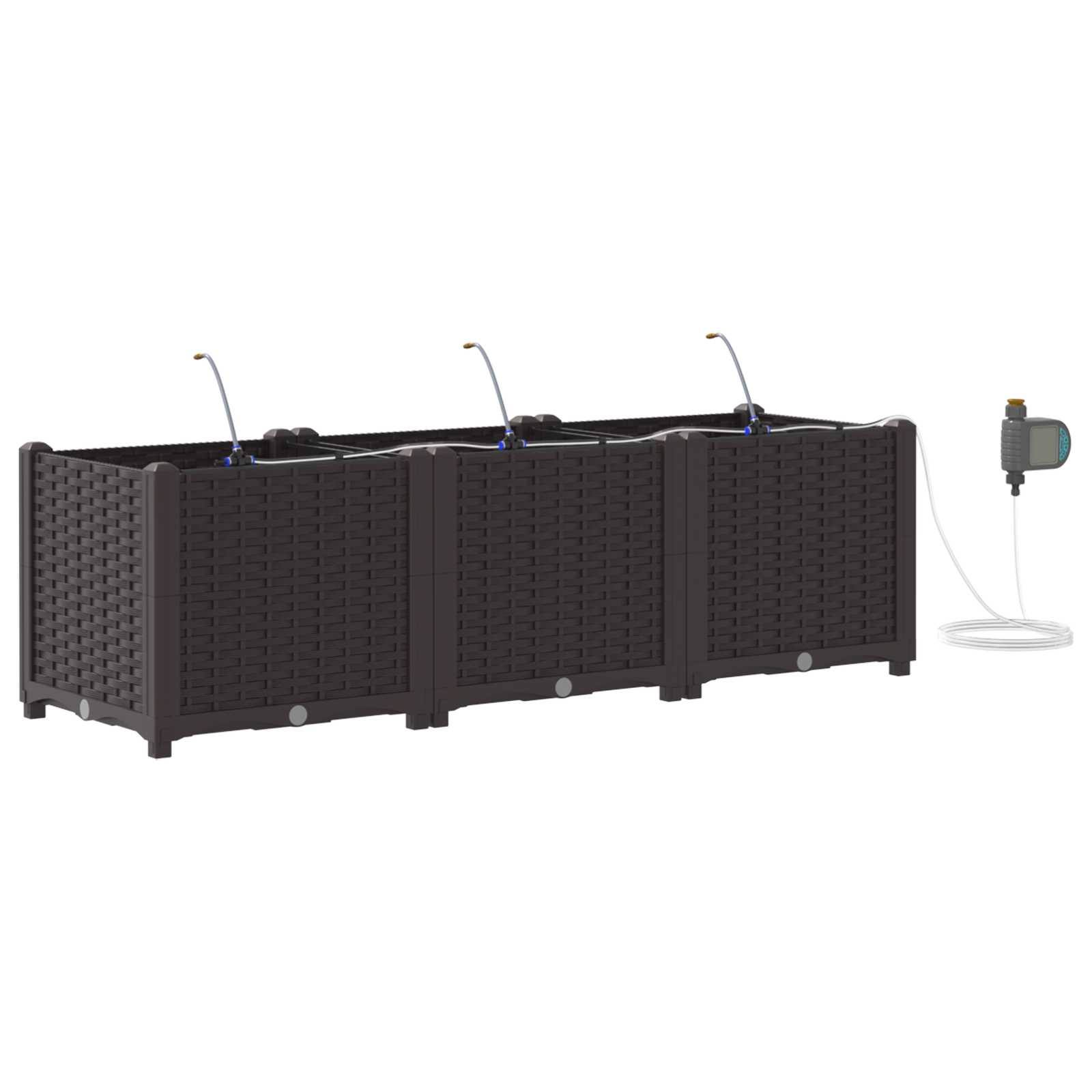Jardiniere cu Sistem de Irigare pentru Apă 3 buc Brown GartenMobel Dekor