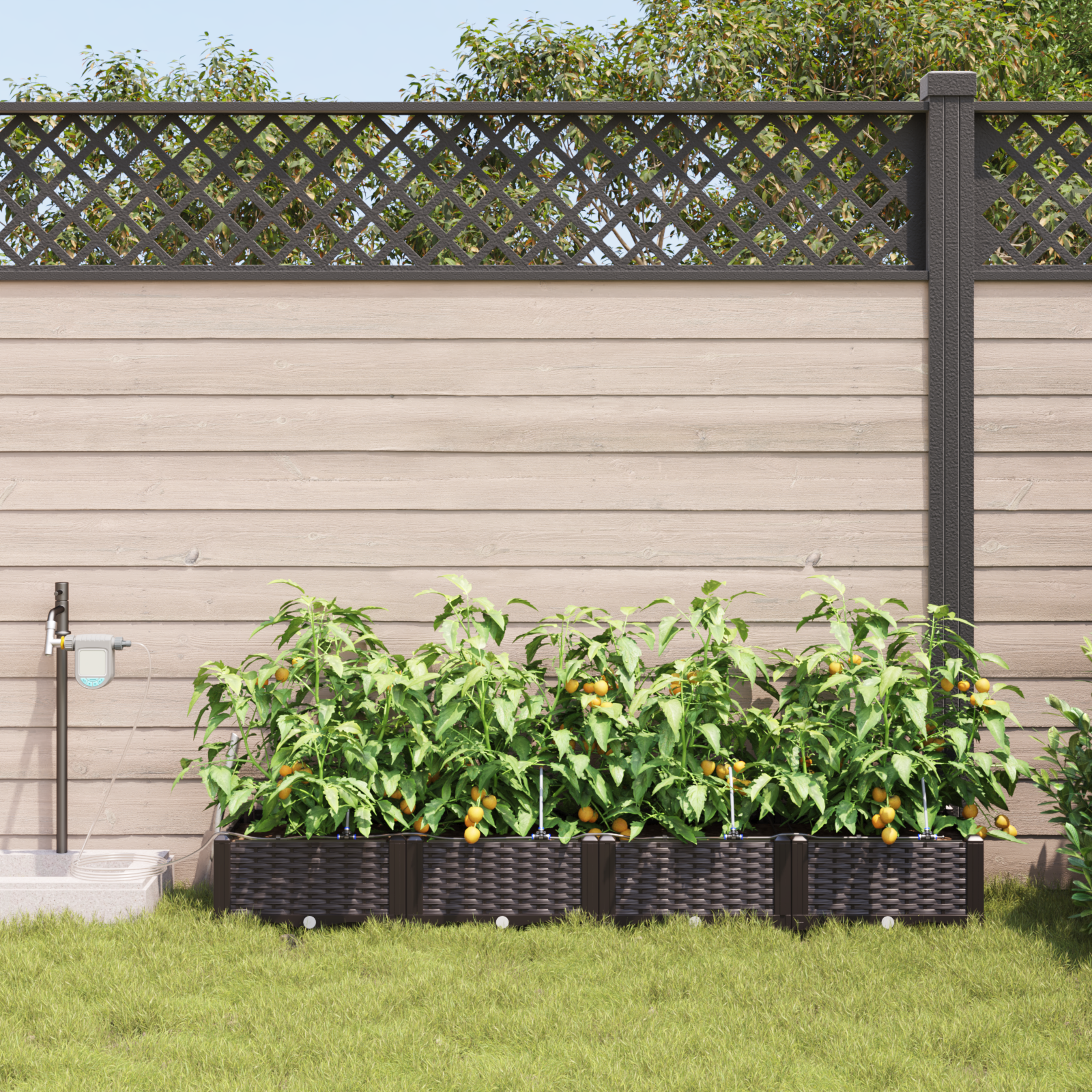 Jardiniere cu Sistem de Irigație 4 buc Brown GartenMobel Dekor