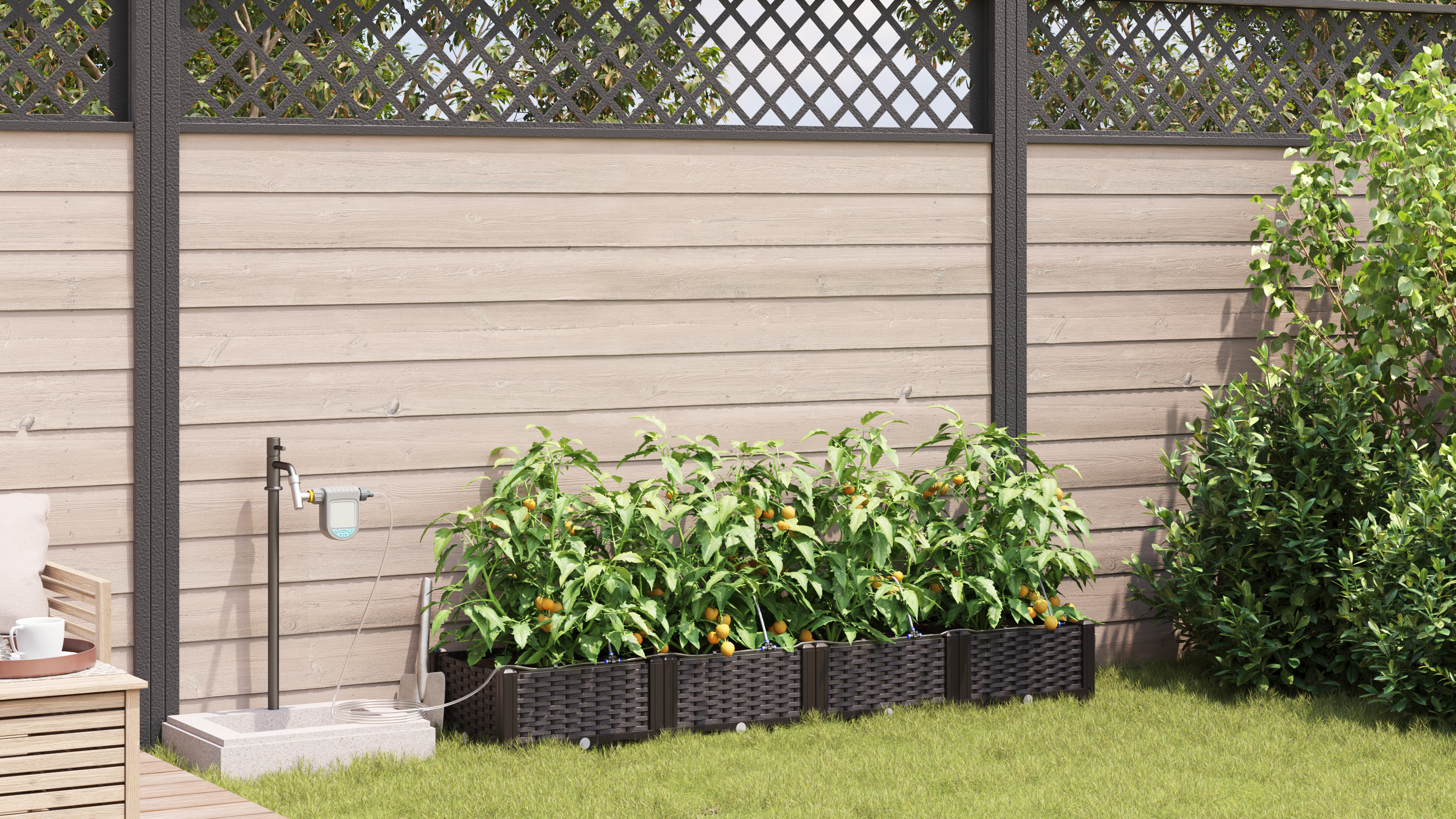 Jardiniere cu Sistem de Irigație 4 buc Brown GartenMobel Dekor