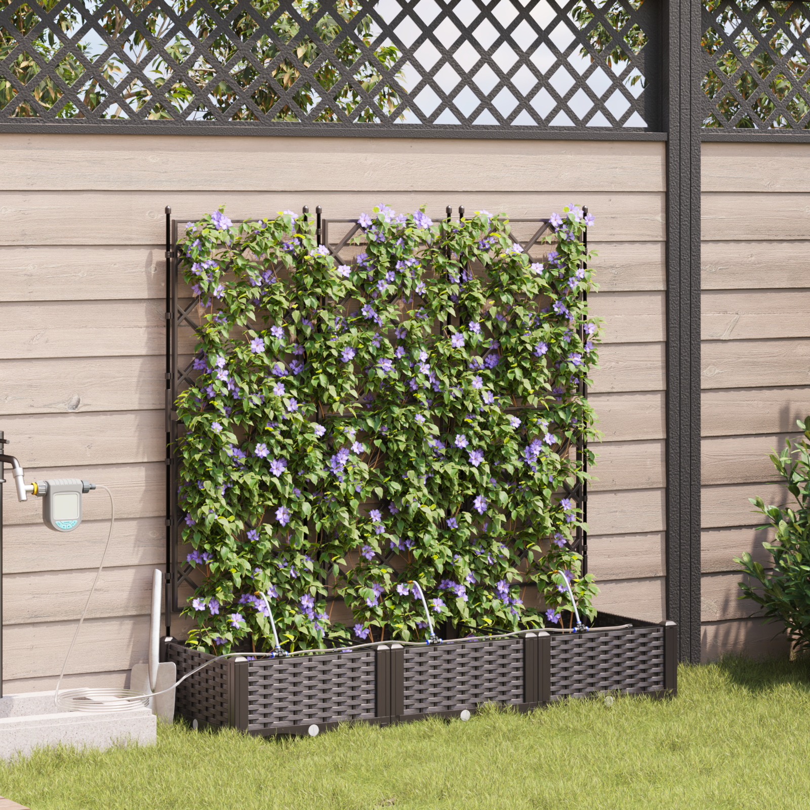 Jardiniere cu sistem de irigație 3 buc Brown GartenMobel Dekor