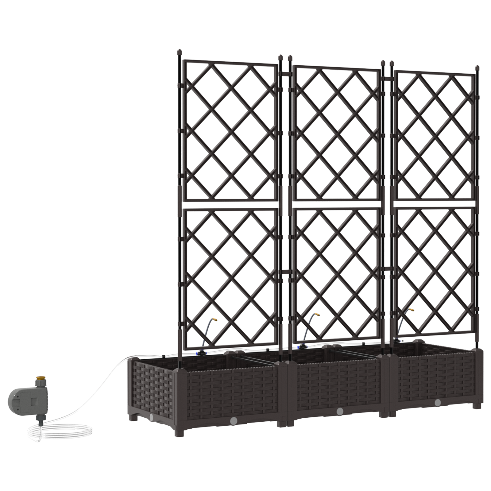 Jardiniere cu sistem de irigație 3 buc Brown GartenMobel Dekor