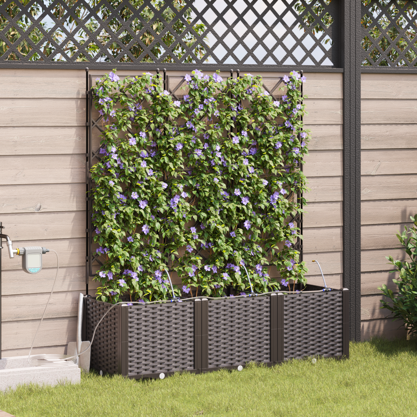 Jardiniere cu sistem de irigație a apei 3 buc Brown GartenMobel Dekor
