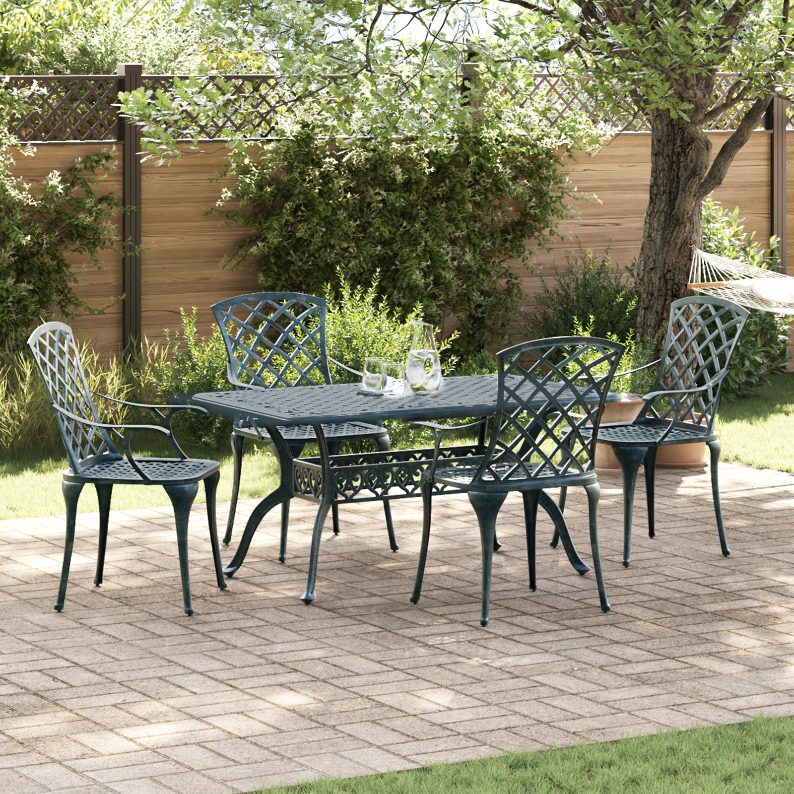 Scaune de grădină  stivuibile 4 bucăți Verde din aluminiu turnat GartenMobel Dekor