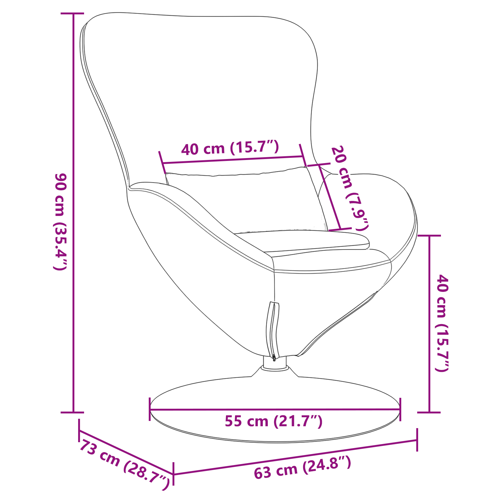 Scaunul ou  din catifea roșie bordată GartenMobel Dekor