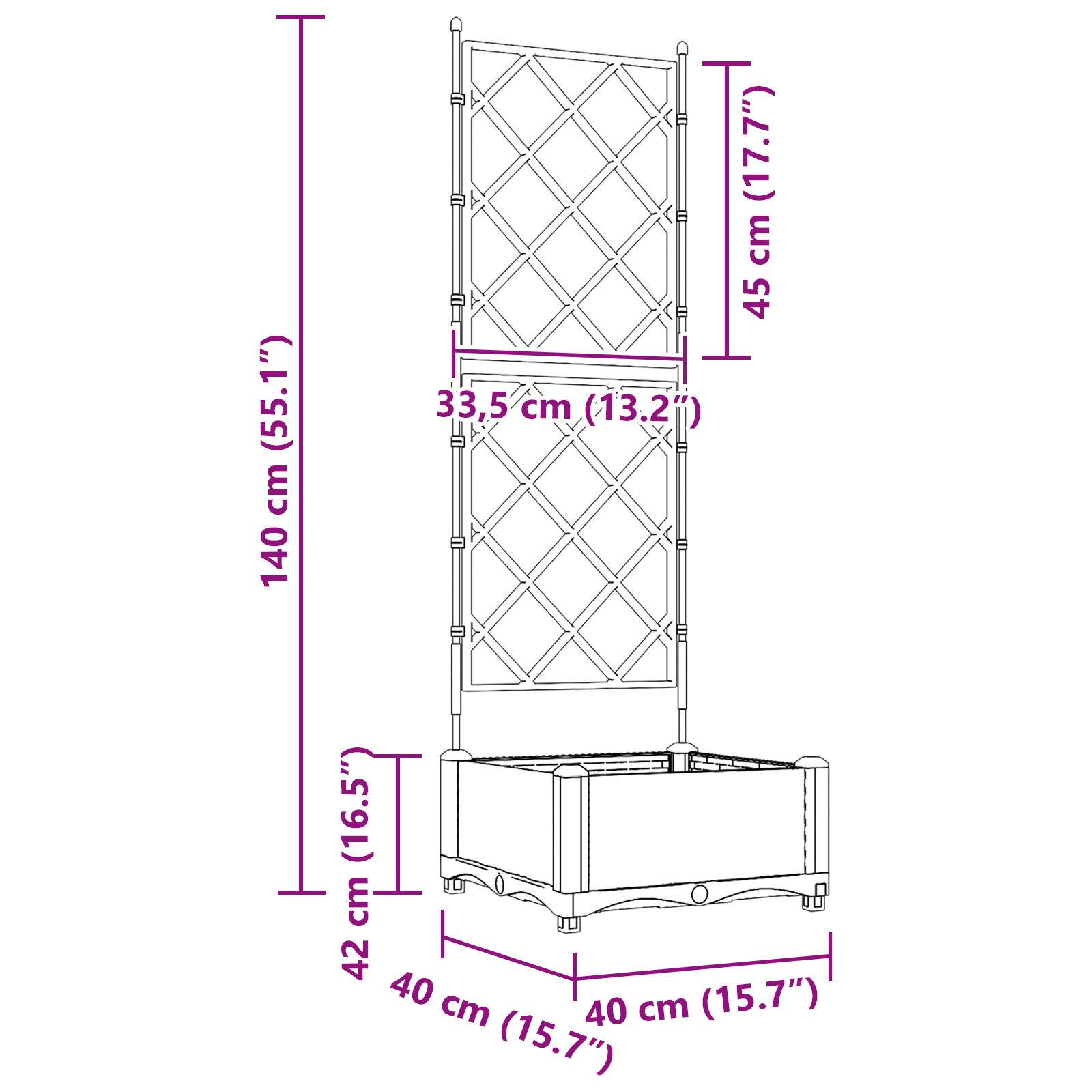 Vază de grădină  cu suport din plasă Maro 40x40x125,5 cm GartenMobel Dekor