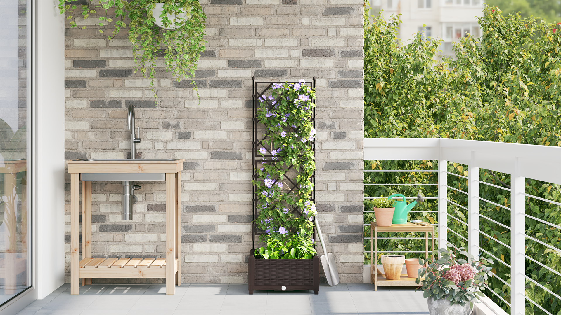 Vază de grădină  cu suport din plasă Maro 40x40x125,5 cm GartenMobel Dekor