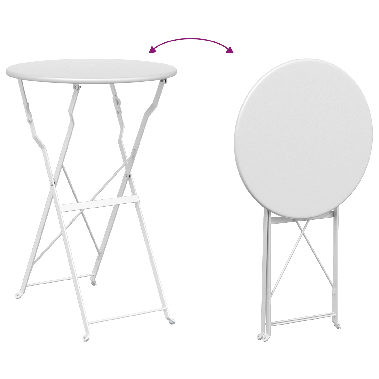 Masă de Bistro Pliabilă Alb Ø50x71 cm Oțel Vopsit GartenMobel Dekor