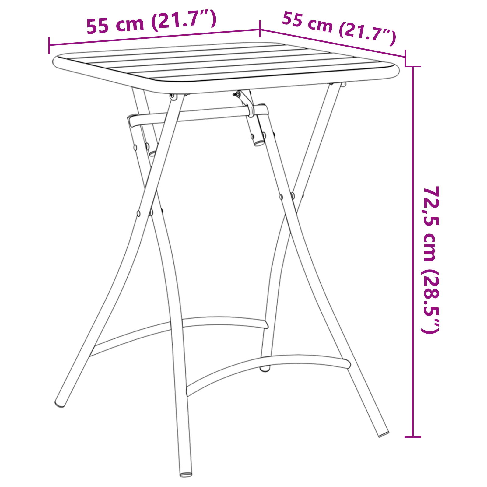 Masă de grădină pliabilă  Bej 55x55x73 cm din oțel GartenMobel Dekor