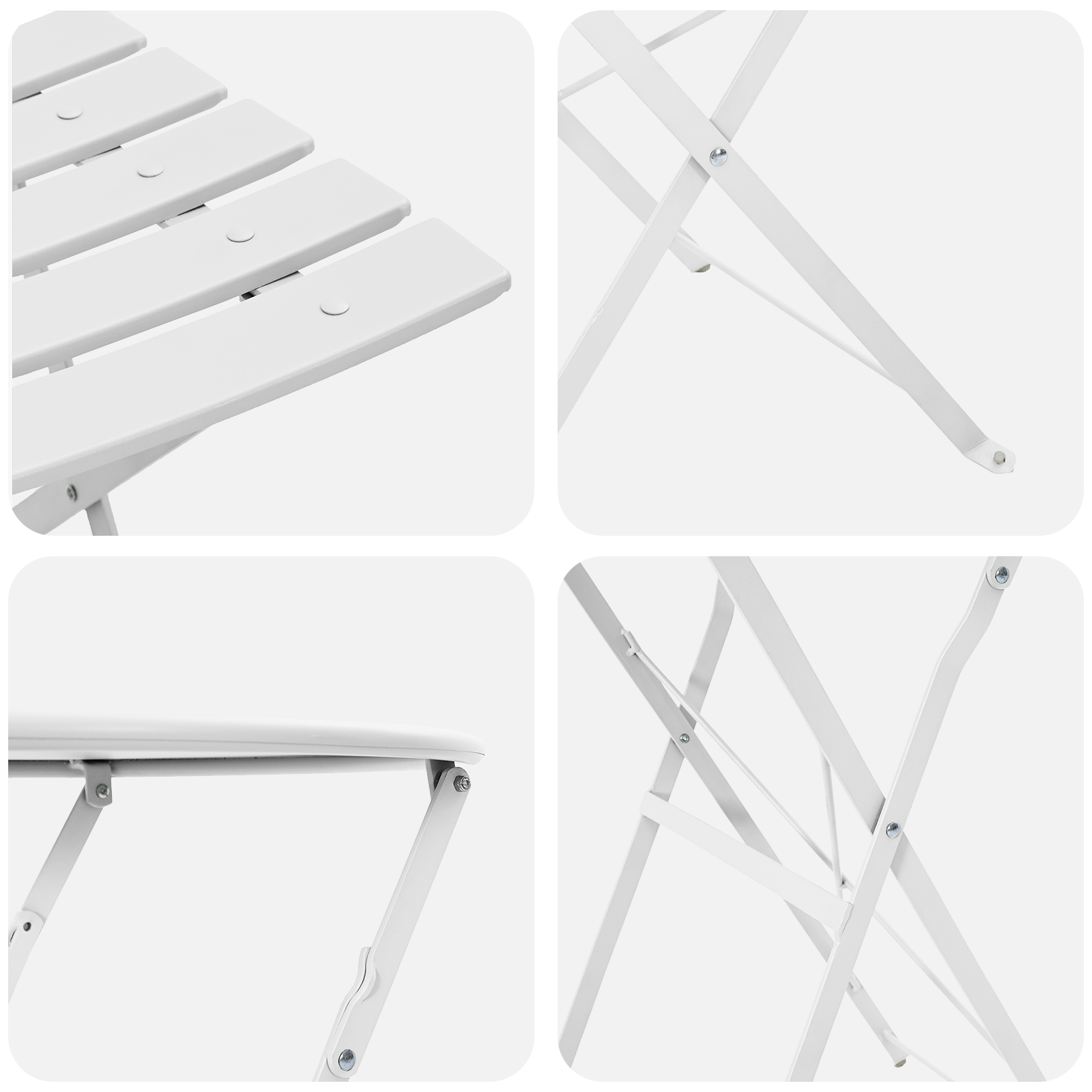 Set Bistro Pliabil 3 Piese Alb Oțel de la GartenMobel Dekor