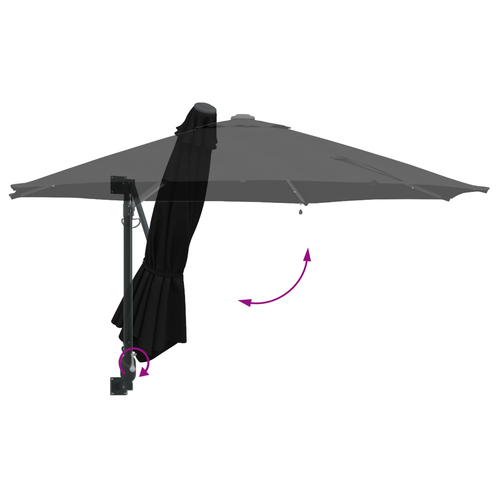Parasol de Grădină Montat pe Perete cu LED-uri Negru 248 cm GartenMobel Dekor