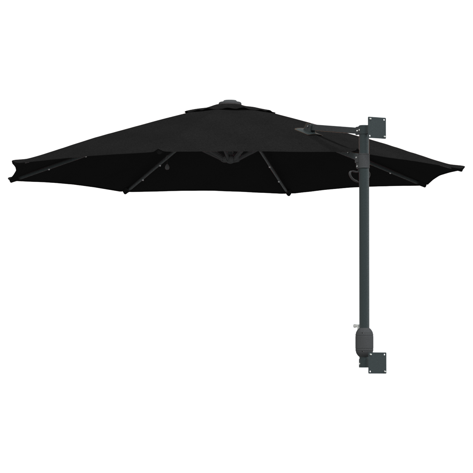 Parasol de Grădină Montat pe Perete cu LED-uri Negru 248 cm GartenMobel Dekor