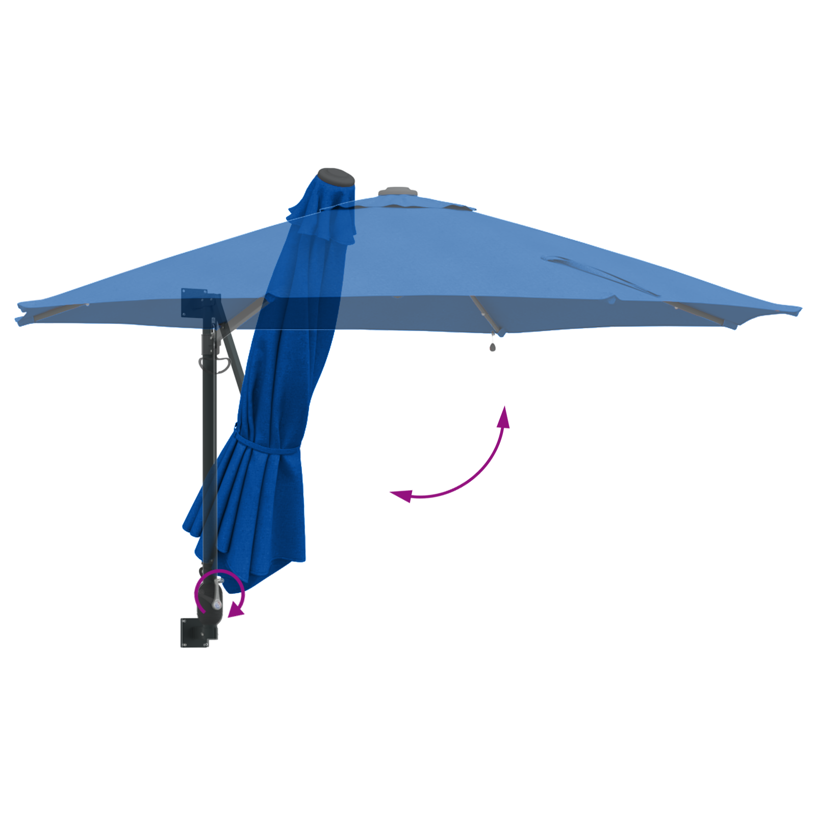 Parasol de grădină montat pe perete cu LED-uri Albastră Azurie 248 cm GartenMobel Dekor