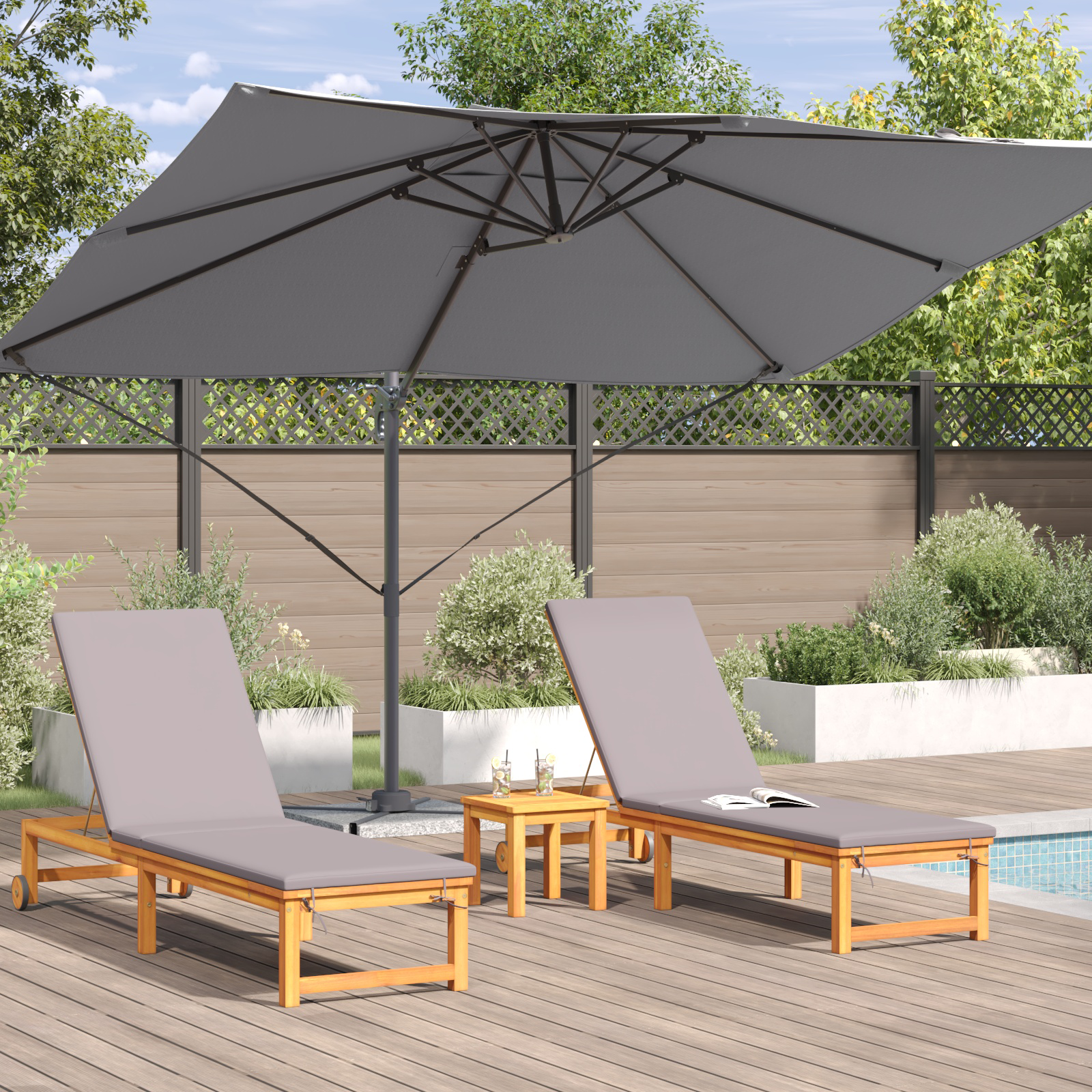 Umbra Cantilever Antracit Poliester, Oțel Vopsit cu Pulbere Mare GartenMobel Dekor