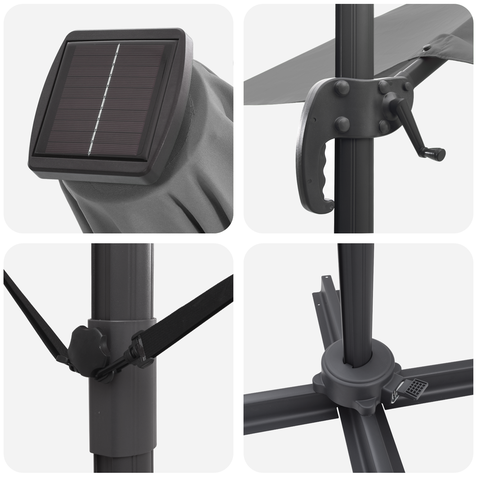 Umbrelă Cantilever - Antracit Antracit Poliester Mare GartenMobel Dekor
