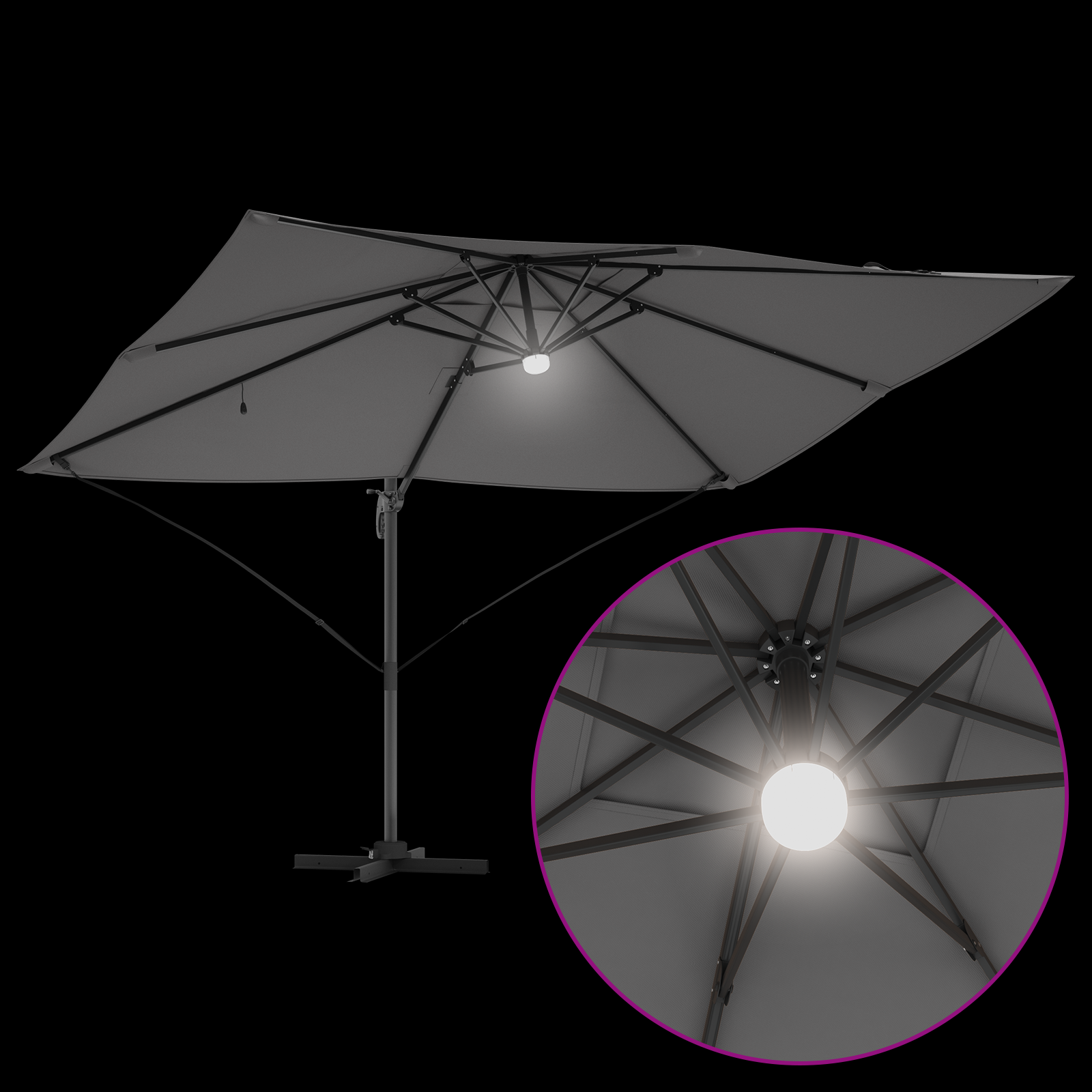 Umbrelă Cantilever - Antracit Antracit Poliester Mare GartenMobel Dekor