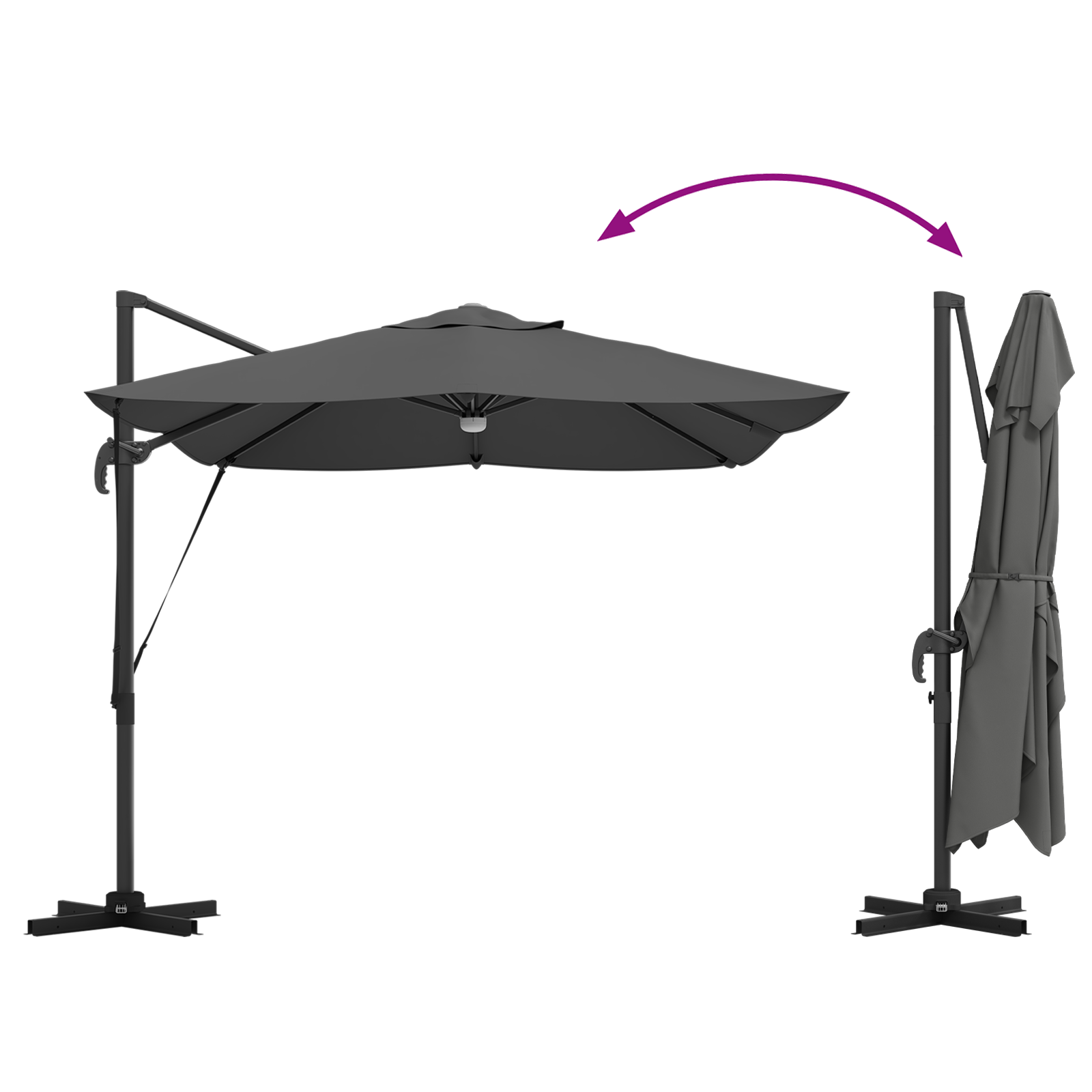 Umbrelă Cantilever - Antracit Antracit Poliester Mare GartenMobel Dekor