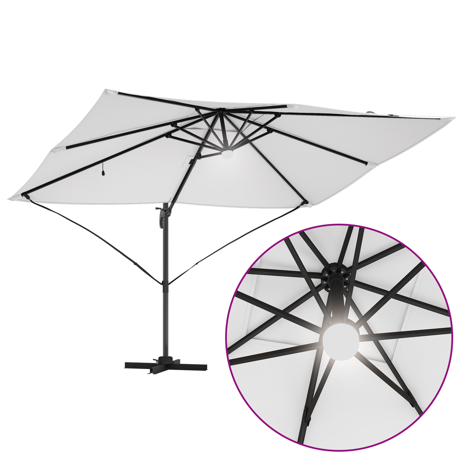 Umbrelă Cantilever Bej Poliester, Aluminiu Mare Pliabilă GartenMobel Dekor