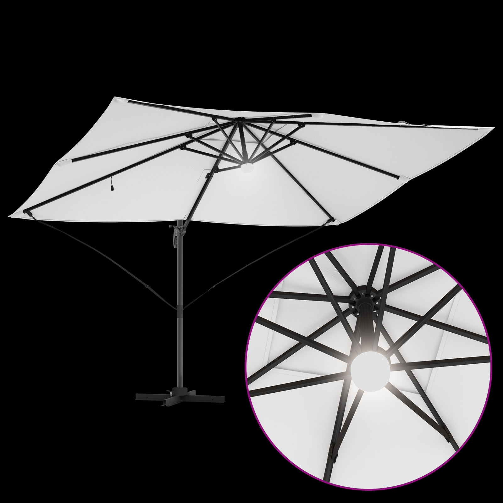Umbrelă Cantilever Bej Poliester, Aluminiu Mare Pliabilă GartenMobel Dekor