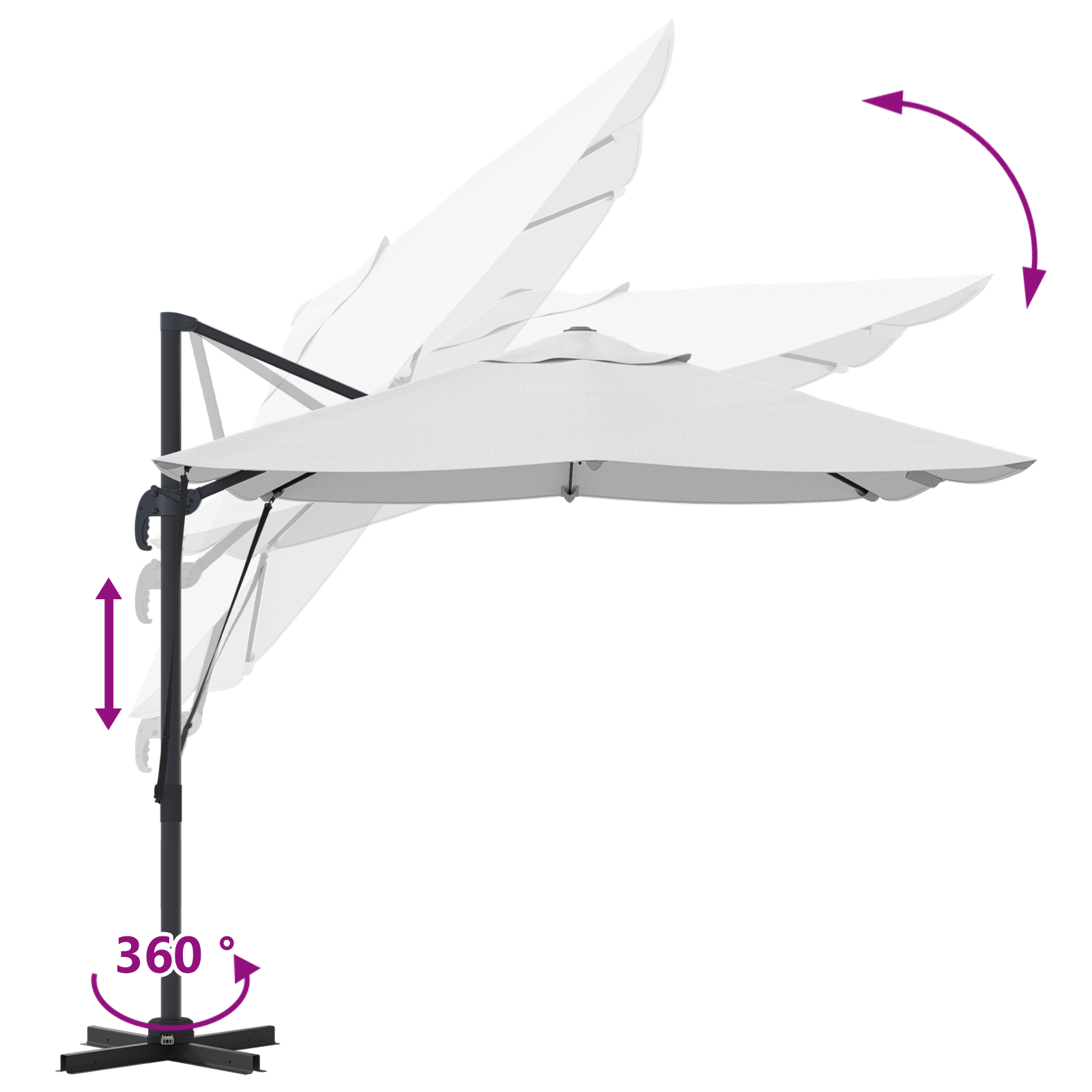 Umbrelă Cantilever Nisip Poliester Mare Înclinabilă GartenMobel Dekor