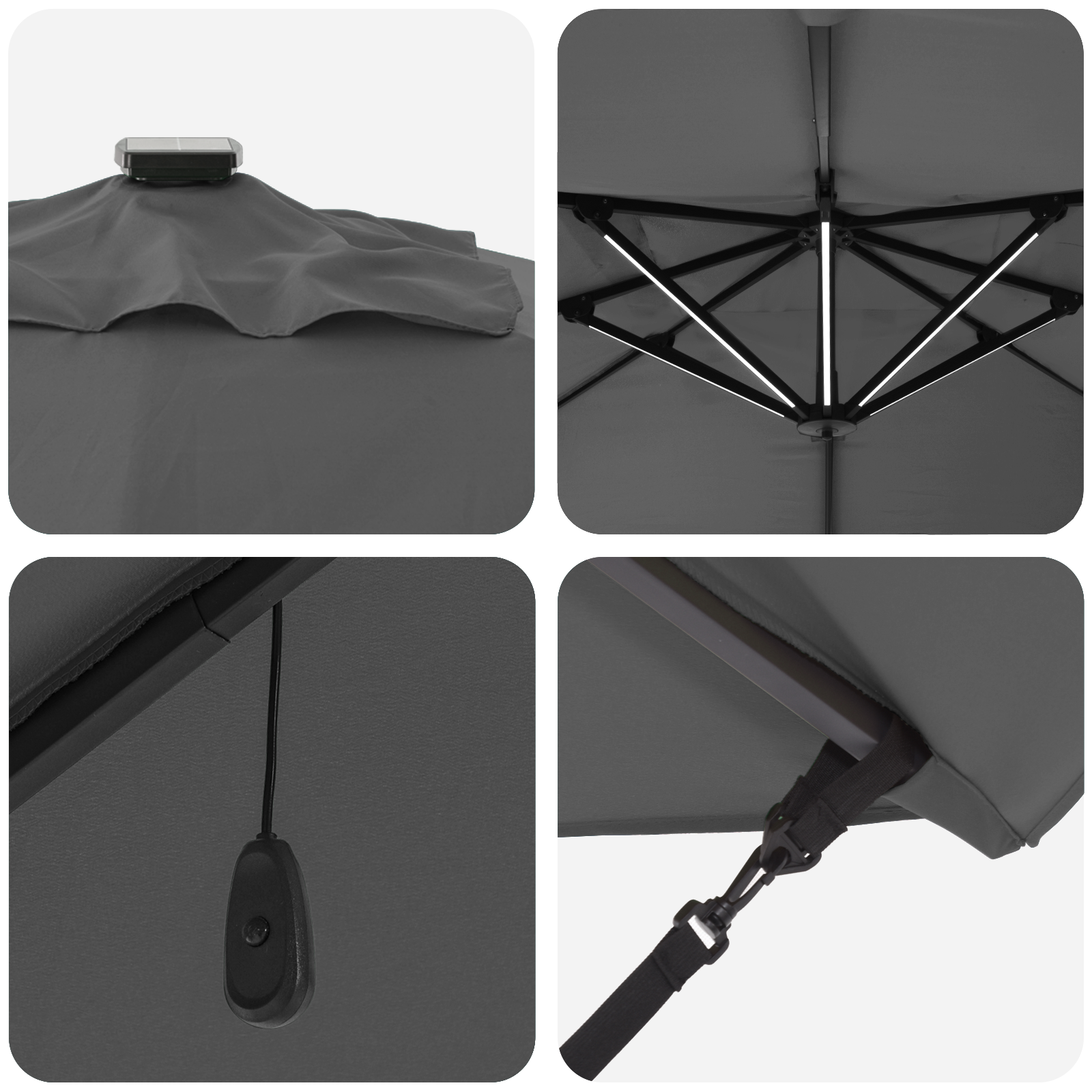 Umbrela Cantilever Roma de la cu LED-uri Antracit 352x251x265 cm Aluminiu GartenMobel Dekor