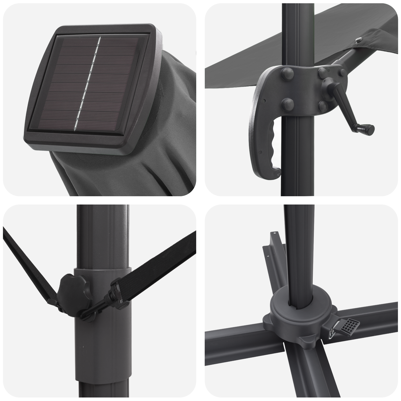 Umbrela Cantilever Roma de la cu LED-uri Antracit 352x251x265 cm Aluminiu GartenMobel Dekor