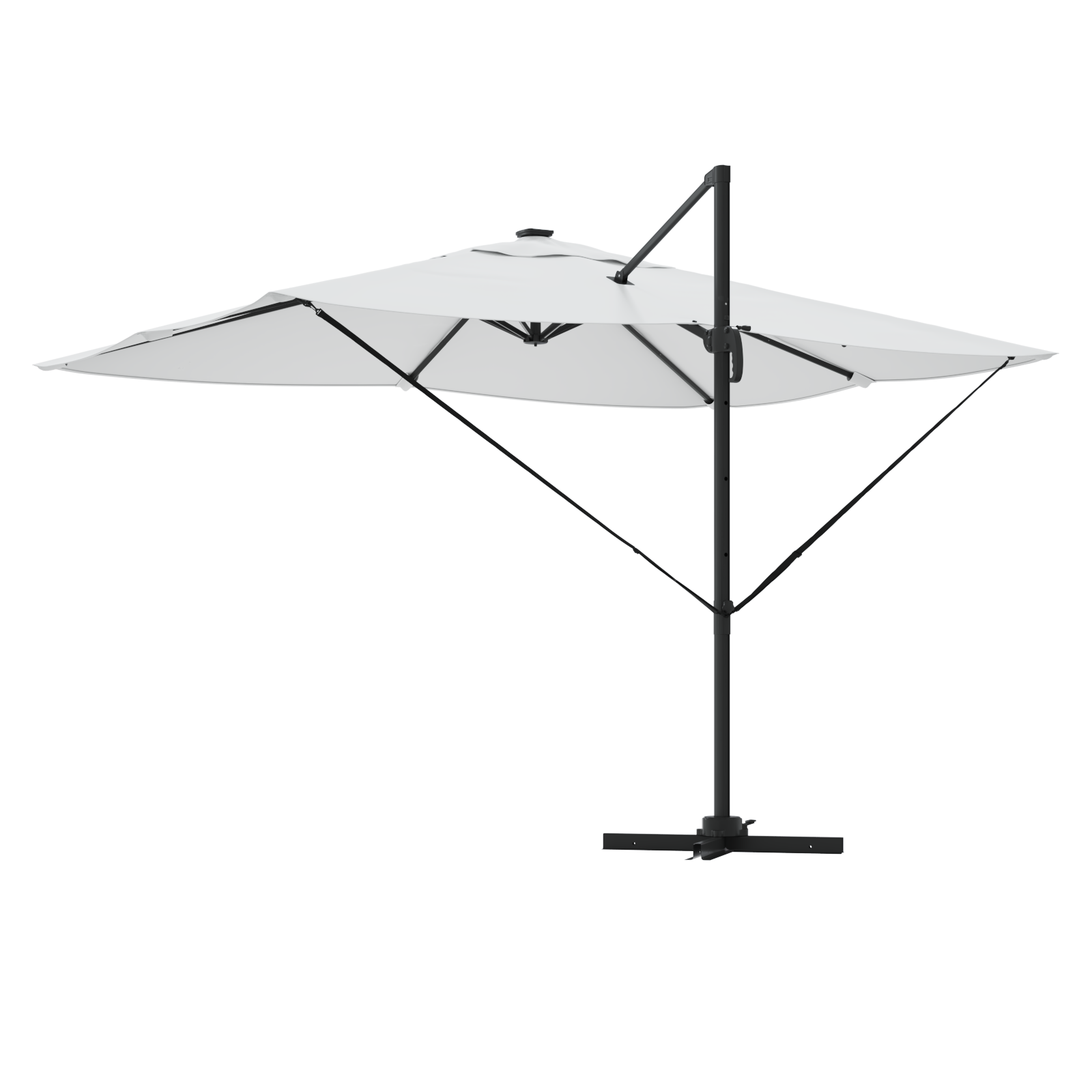 Umbrela cantilever cu LED-uri Bej 352x251x265 cm Aluminiu GartenMobel Dekor
