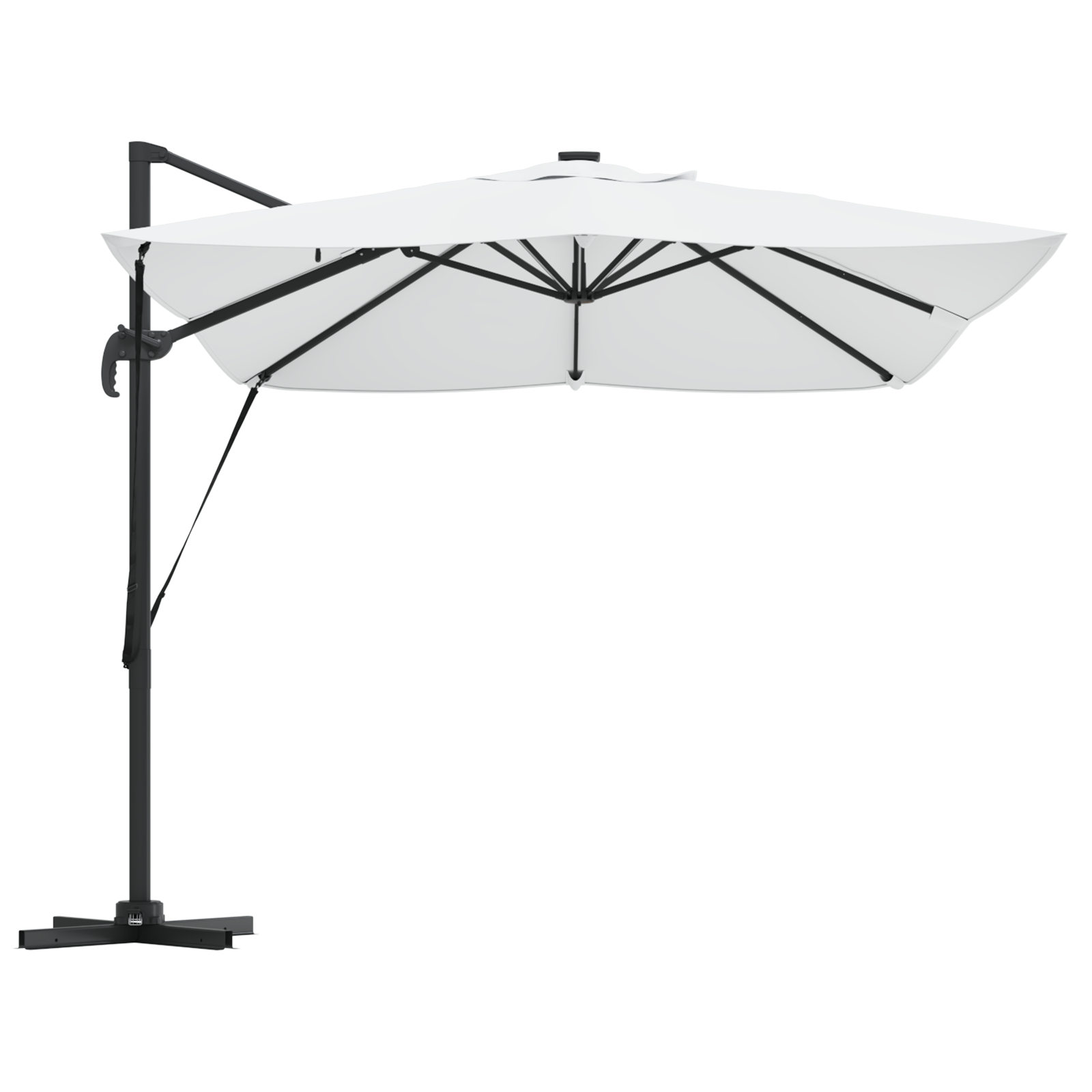 Umbrela cantilever cu LED-uri Bej 352x251x265 cm Aluminiu GartenMobel Dekor