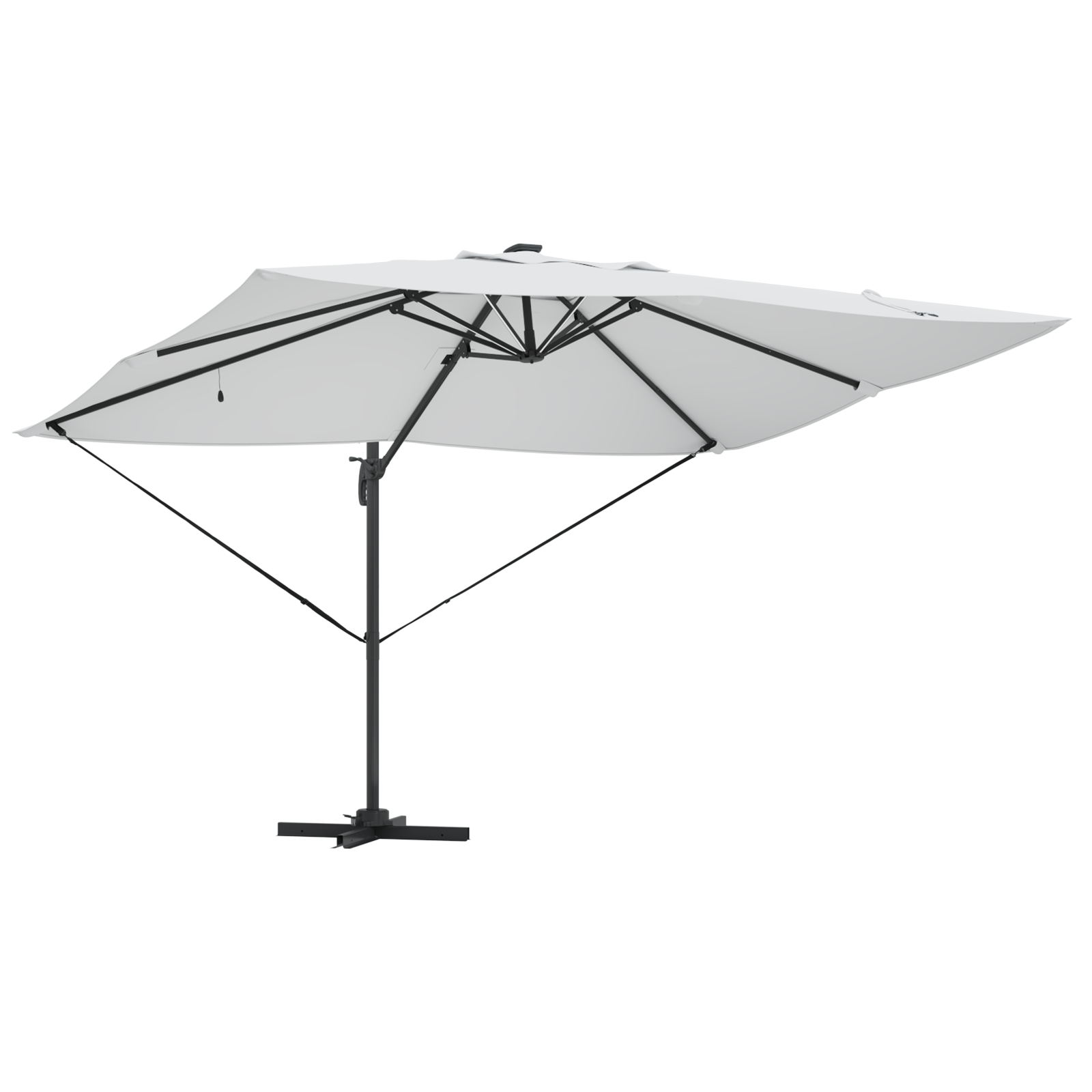 Umbrela cantilever cu LED-uri Bej 352x251x265 cm Aluminiu GartenMobel Dekor