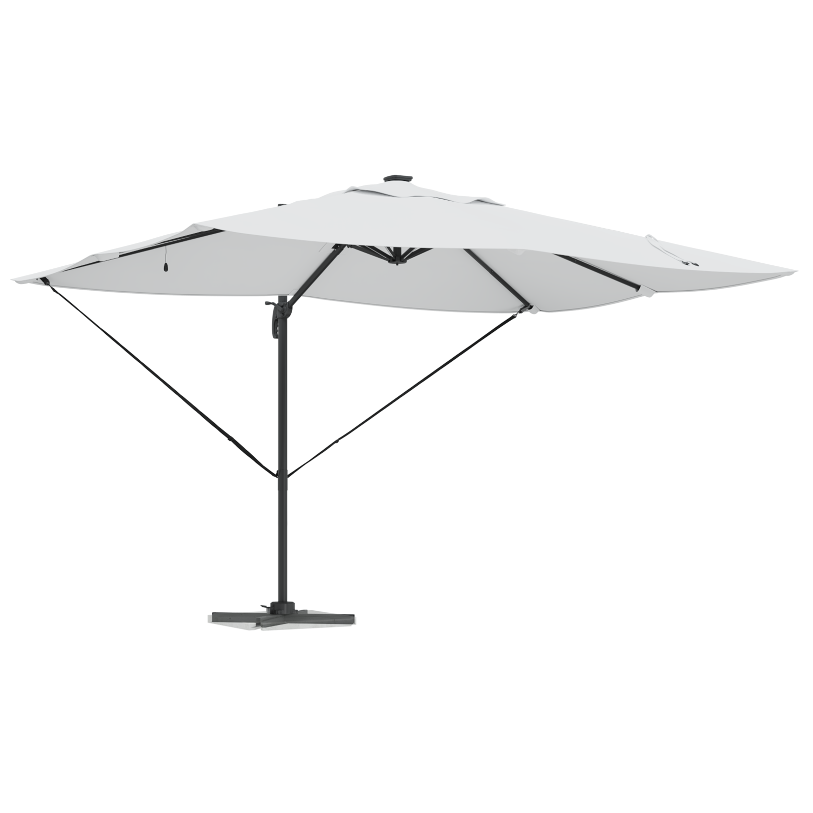 Umbrela cantilever cu LED-uri Bej 352x251x265 cm Aluminiu GartenMobel Dekor